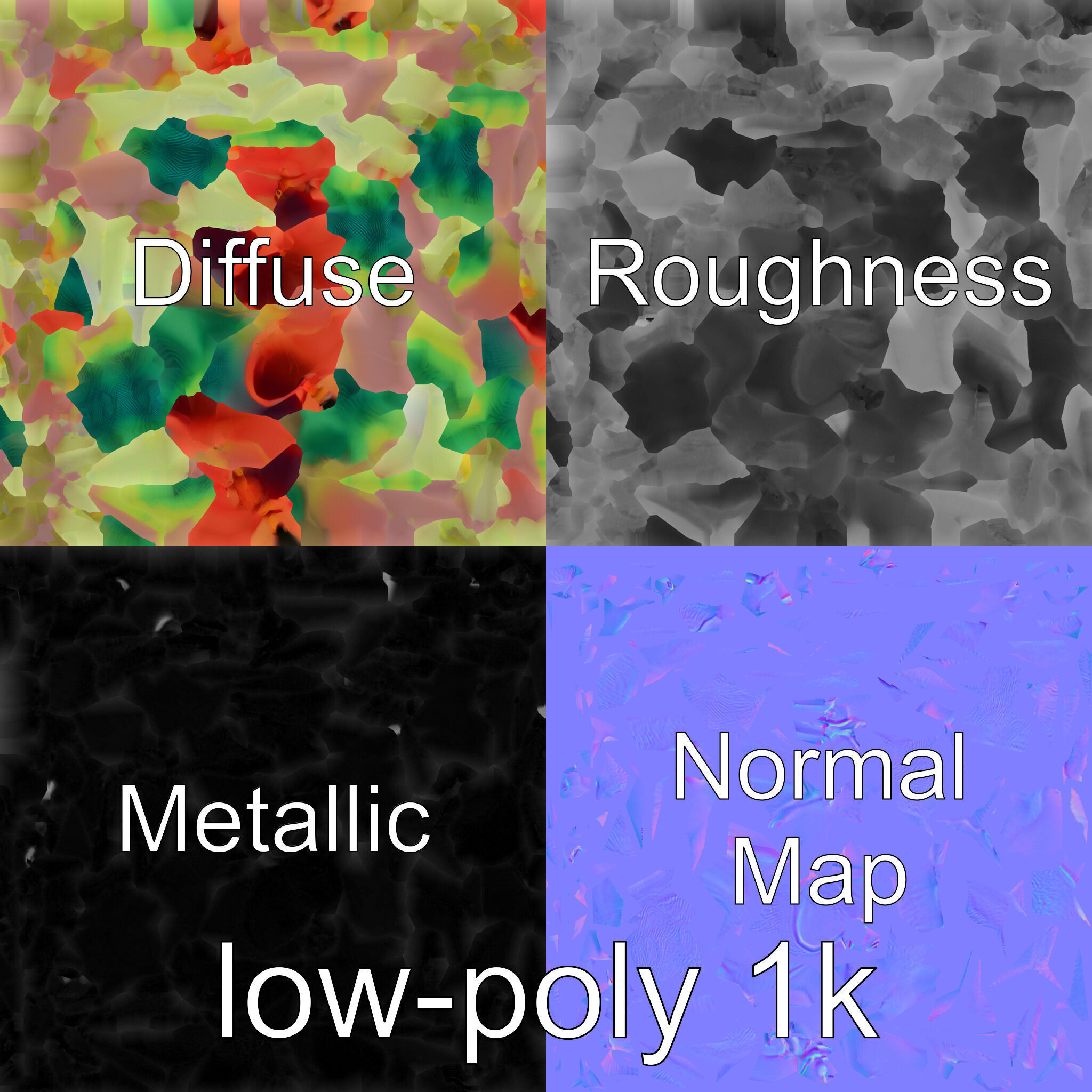 Colorful Marine Flatworm Model with Sensory Tentacles Low-poly 3D model_1