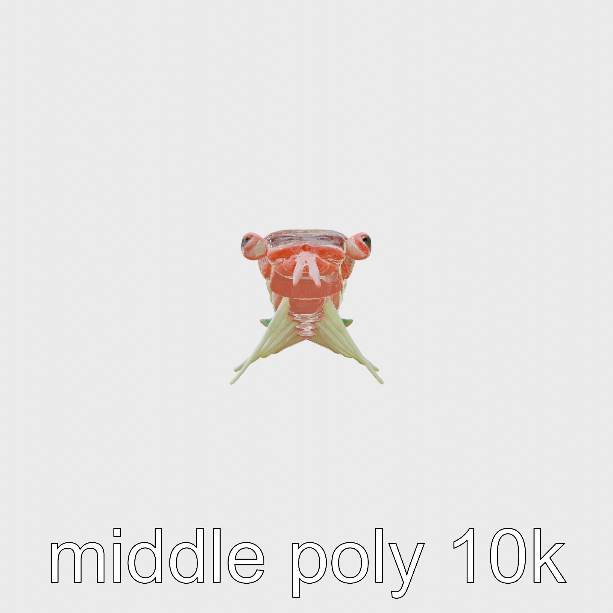 Colorful Marine Flatworm Model with Sensory Tentacles Low-poly 3D model_2