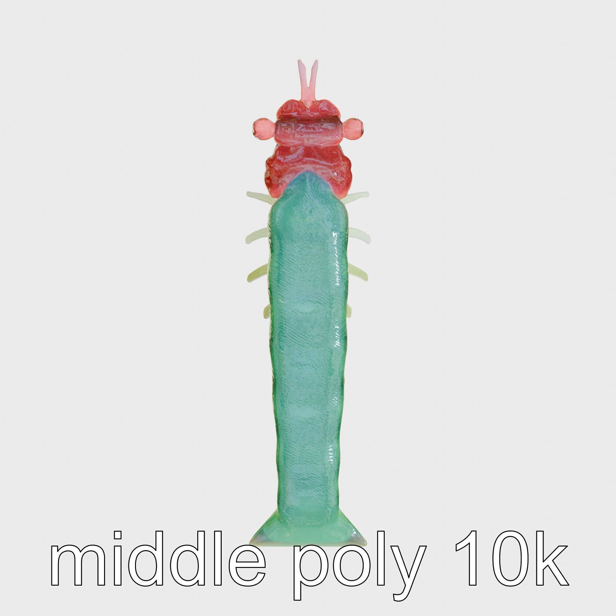 Colorful Marine Flatworm Model with Sensory Tentacles Low-poly 3D model_28