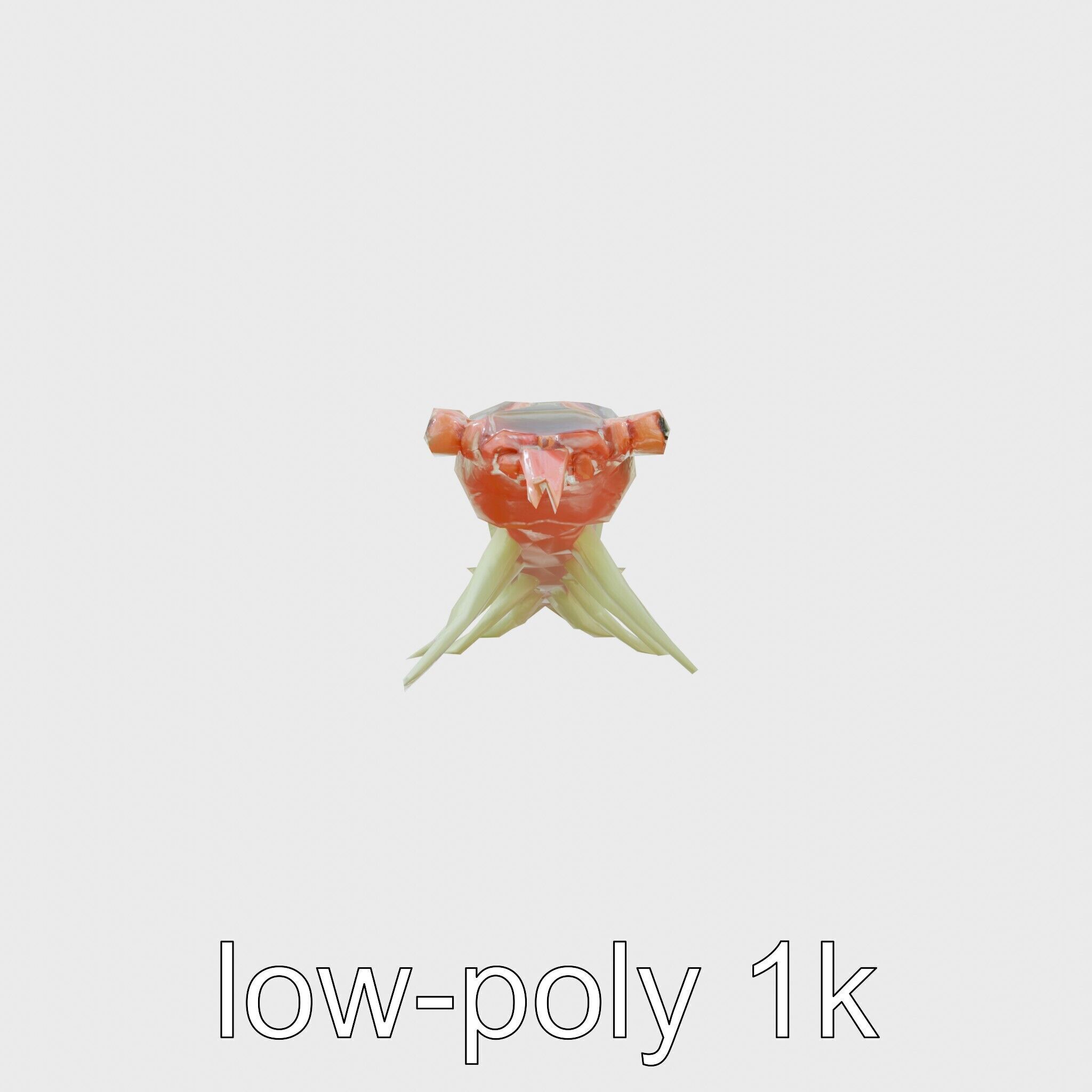 Colorful Marine Flatworm Model with Sensory Tentacles Low-poly 3D model_4