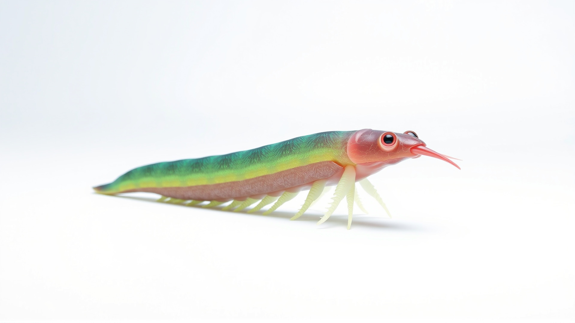 Colorful Marine Flatworm Model with Sensory Tentacles Low-poly 3D model_3