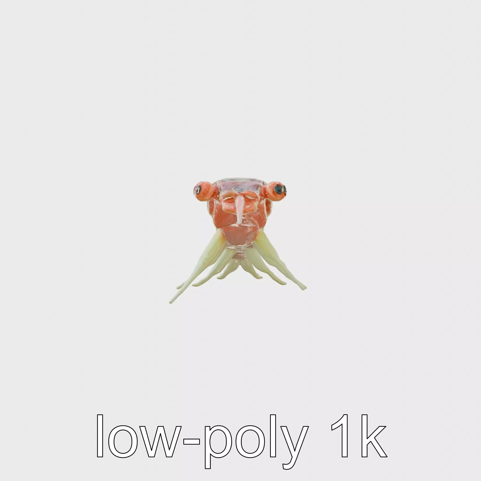 Colorful Marine Flatworm Model with Sensory Tentacles Low-poly 3D model_0