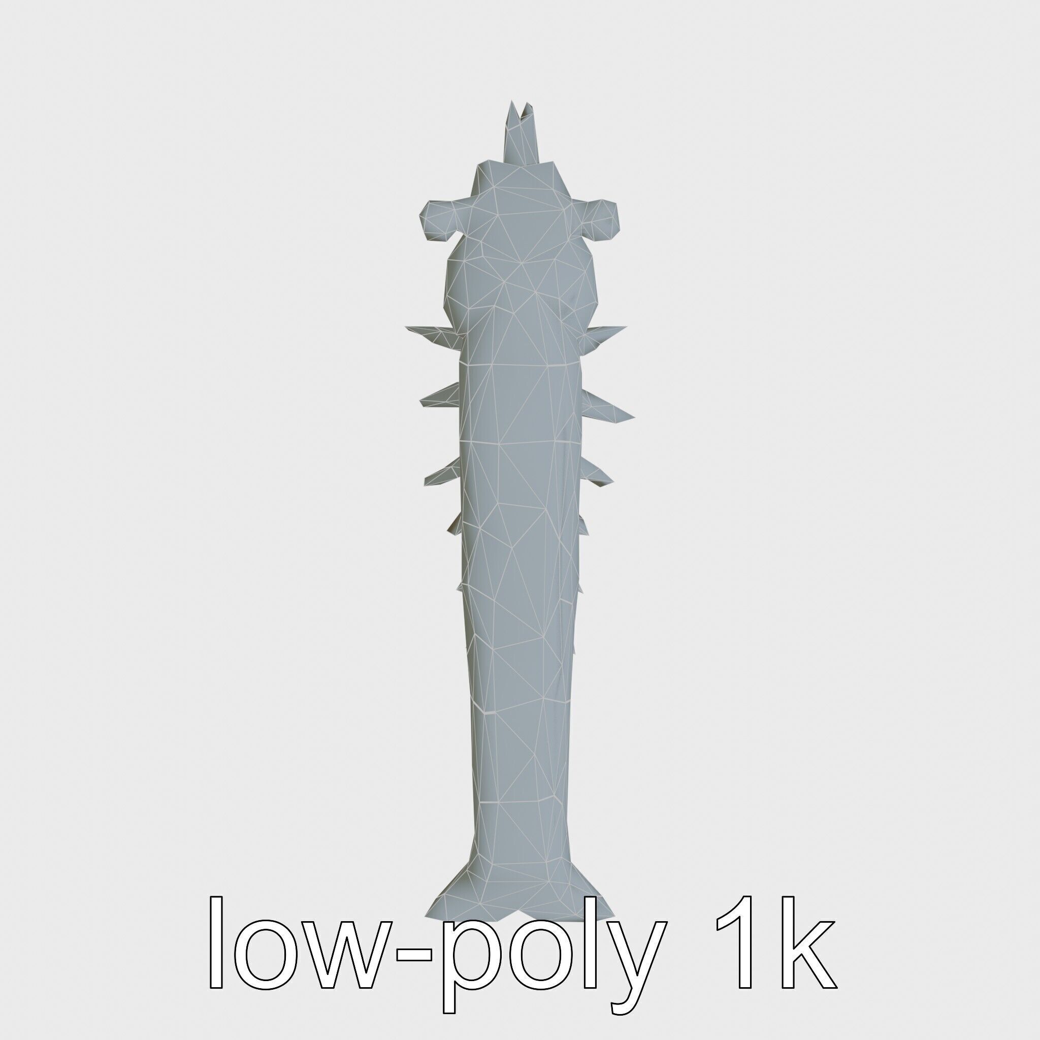 Colorful Marine Flatworm Model with Sensory Tentacles Low-poly 3D model_12