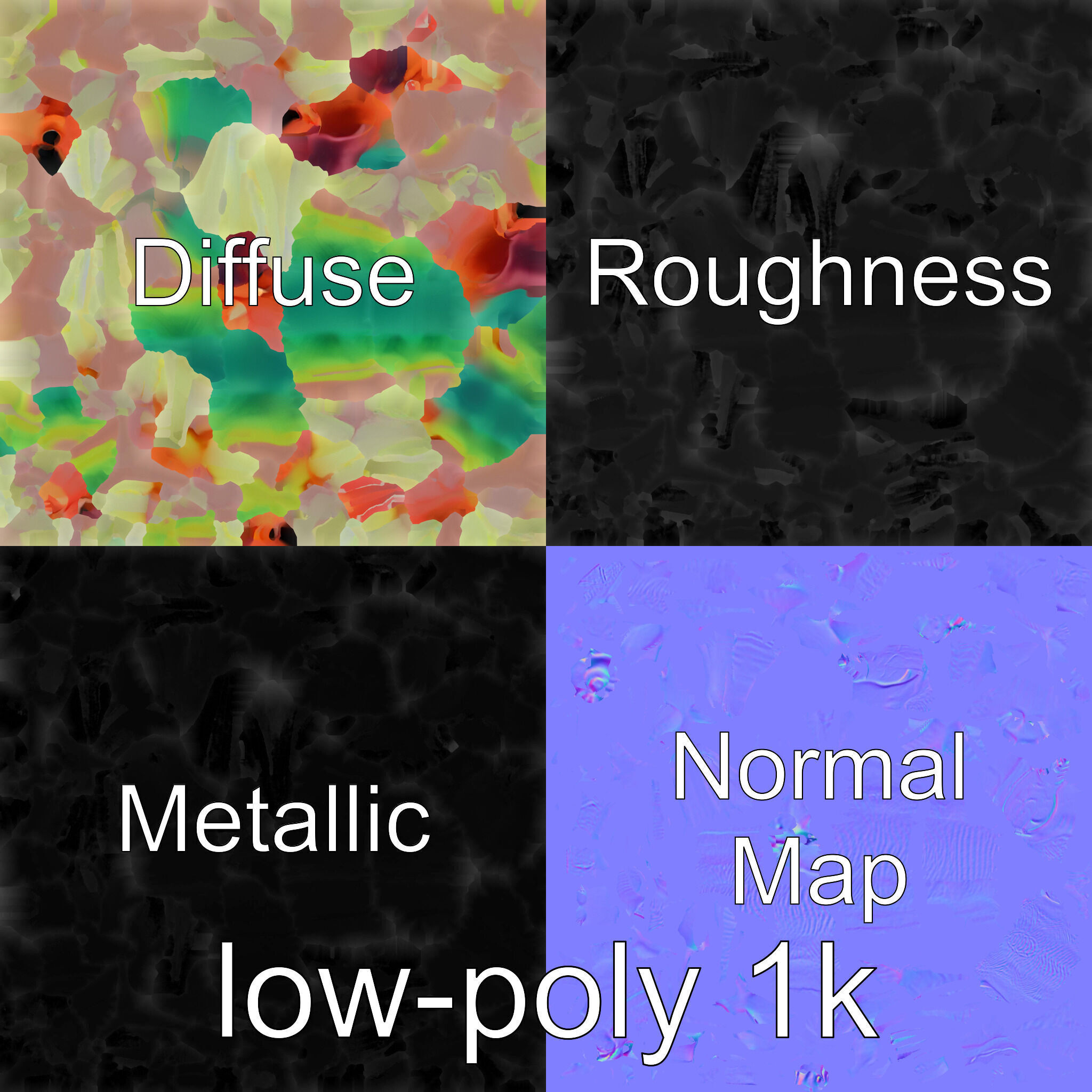 Colorful Marine Flatworm Model with Sensory Tentacles Low-poly 3D model_23