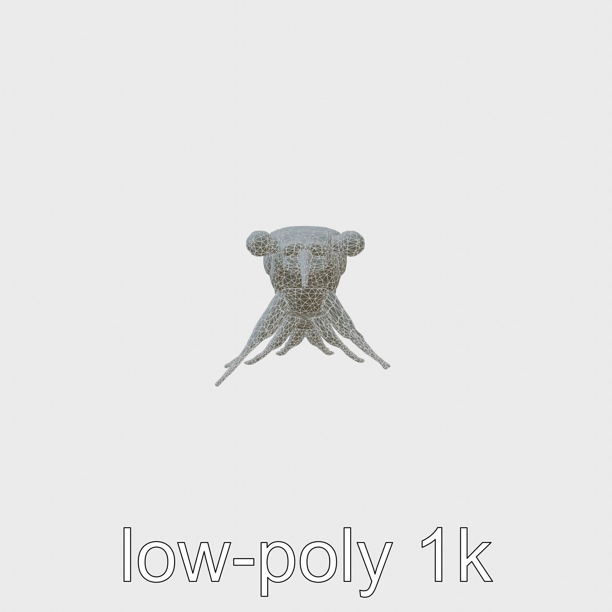 Colorful Marine Flatworm Model with Sensory Tentacles Low-poly 3D model_6