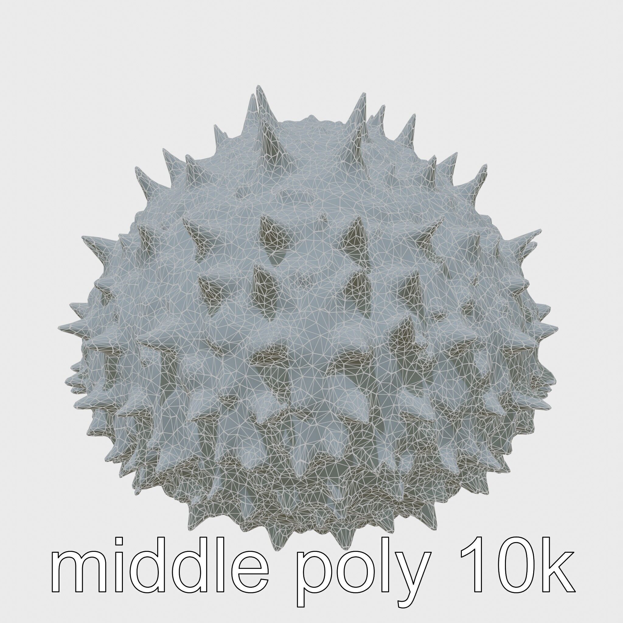 Pencil Urchin Model with Cylindrical Spines Low-poly 3D model_19