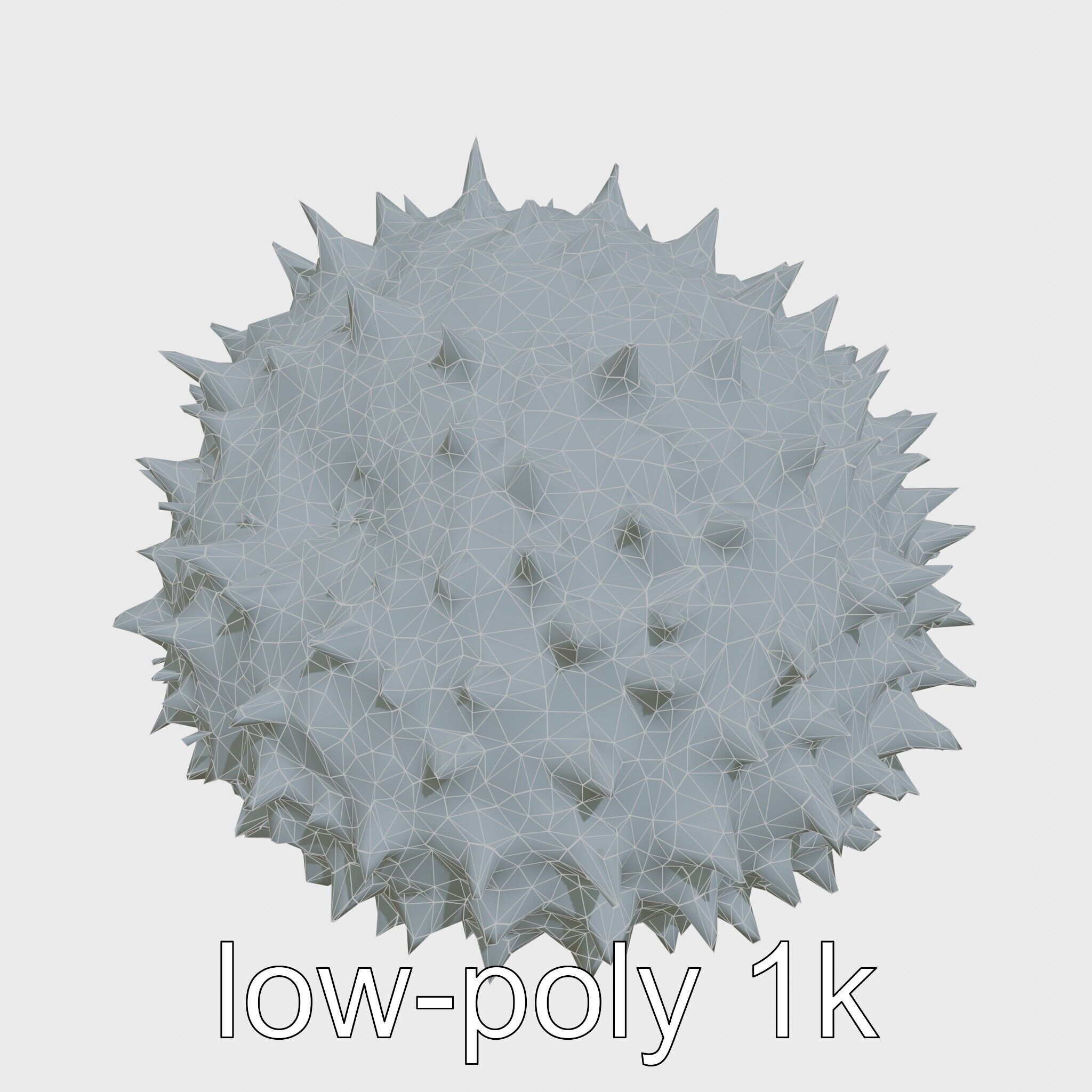 Pencil Urchin Model with Cylindrical Spines Low-poly 3D model_27