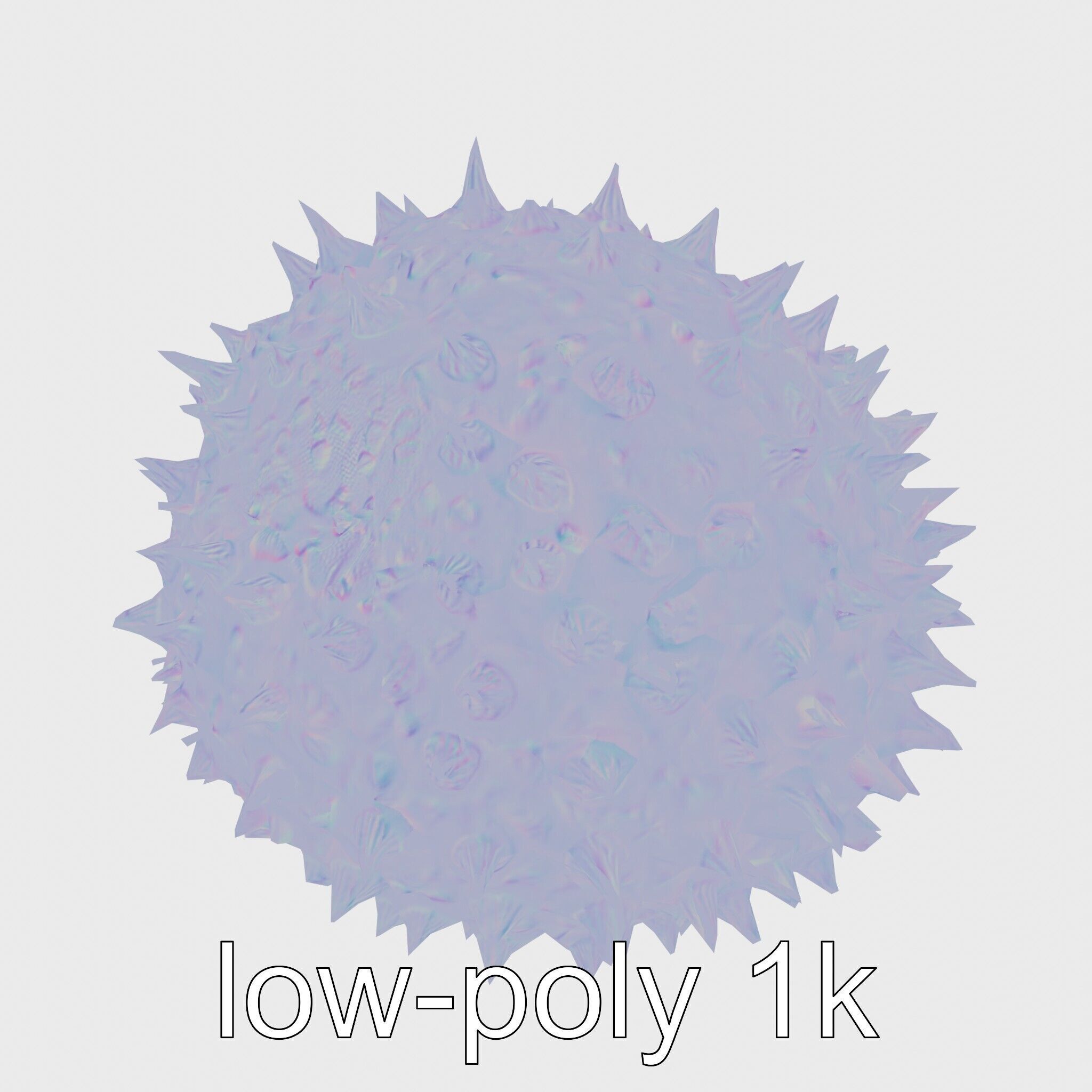 Pencil Urchin Model with Cylindrical Spines Low-poly 3D model_12