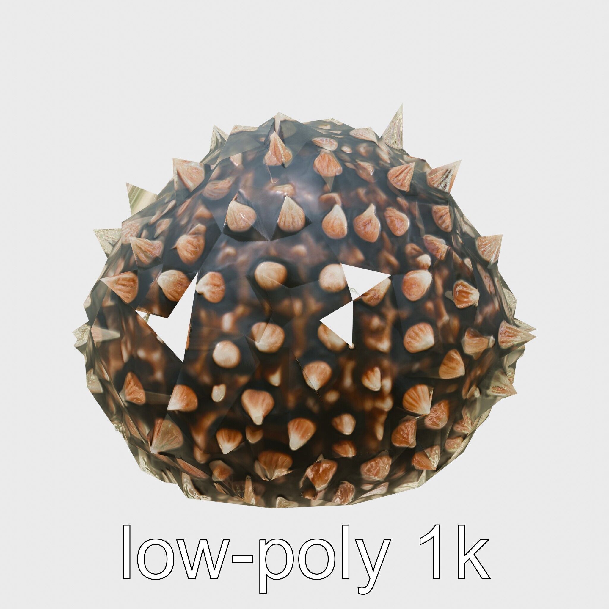Pencil Urchin Model with Cylindrical Spines Low-poly 3D model_16