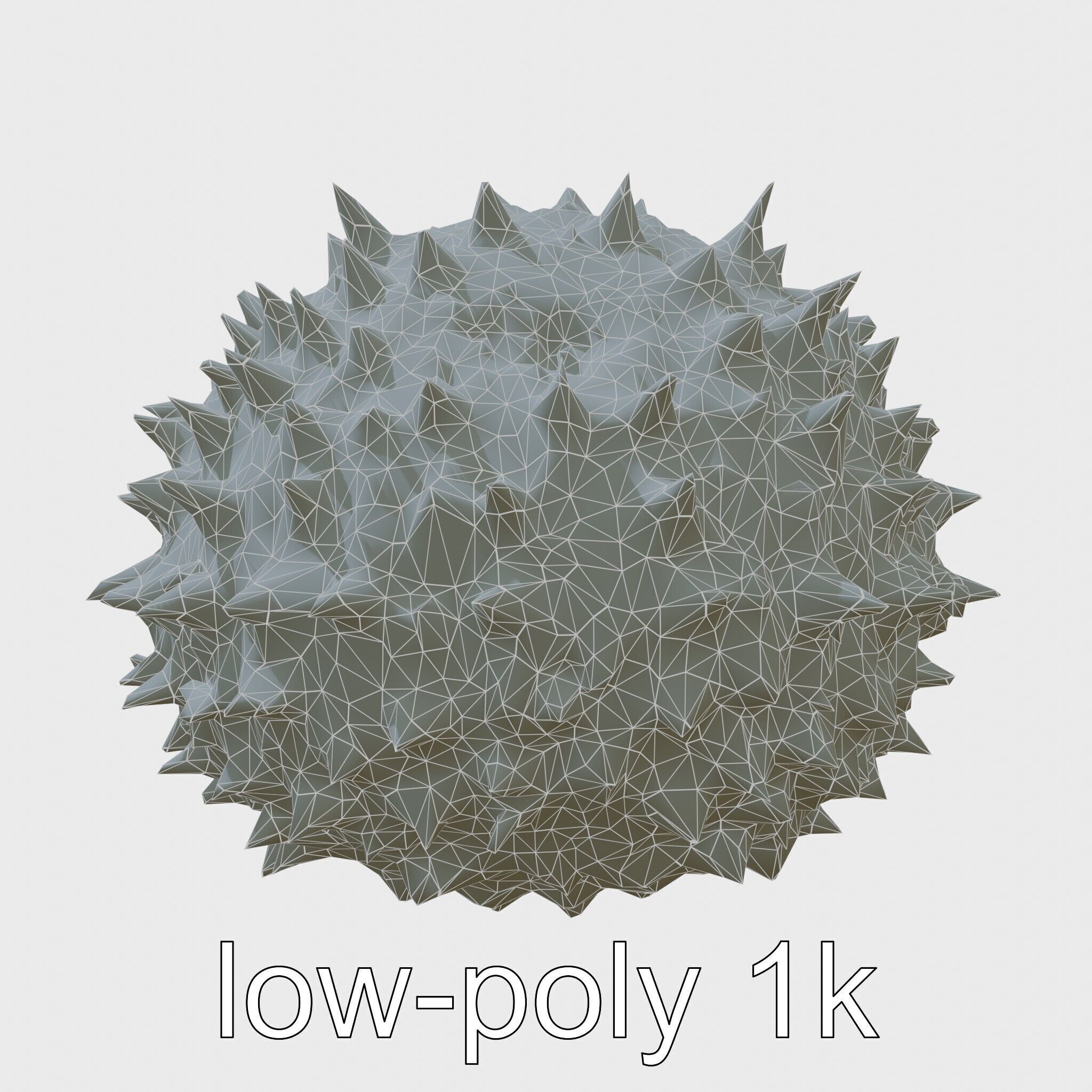Pencil Urchin Model with Cylindrical Spines Low-poly 3D model_6