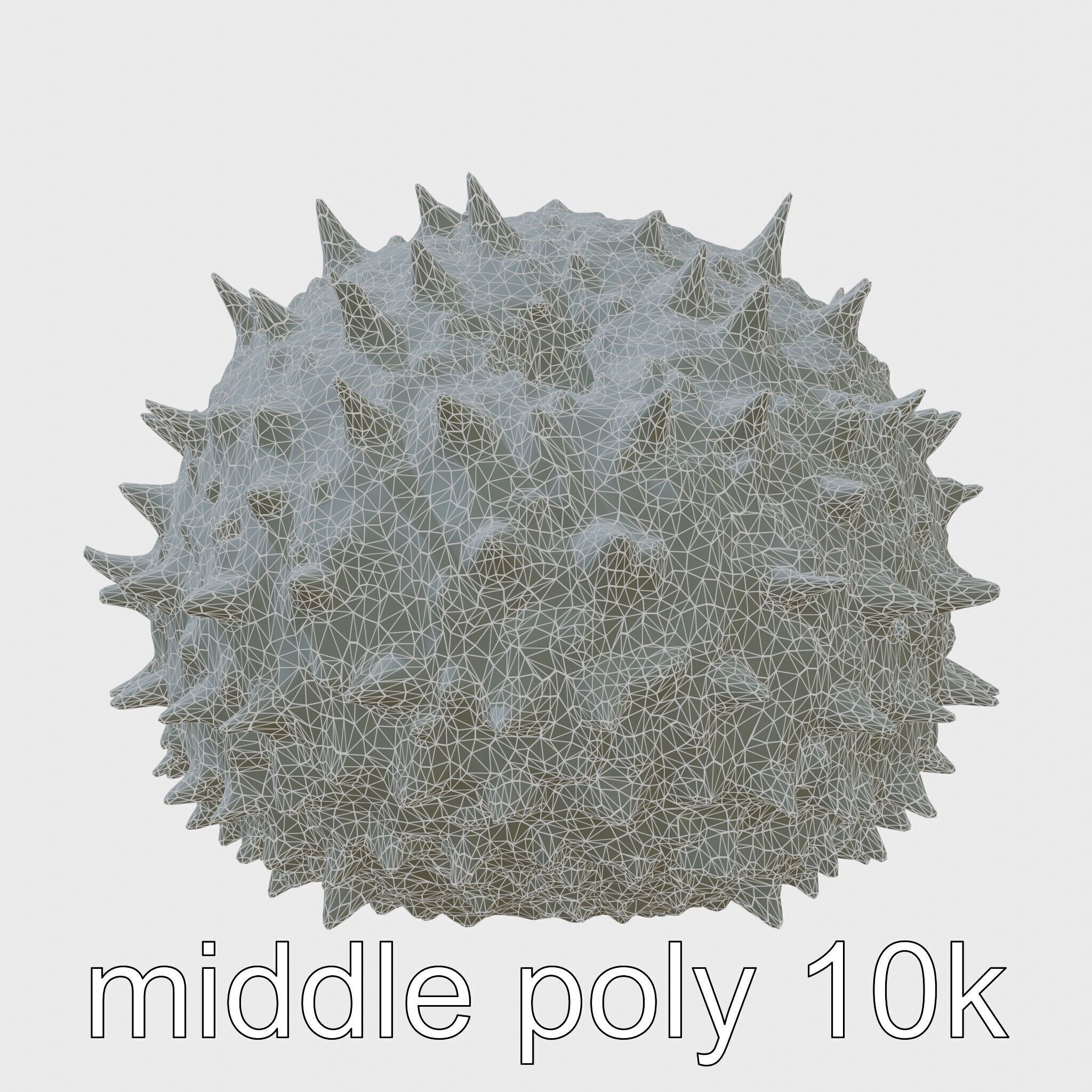 Pencil Urchin Model with Cylindrical Spines Low-poly 3D model_5