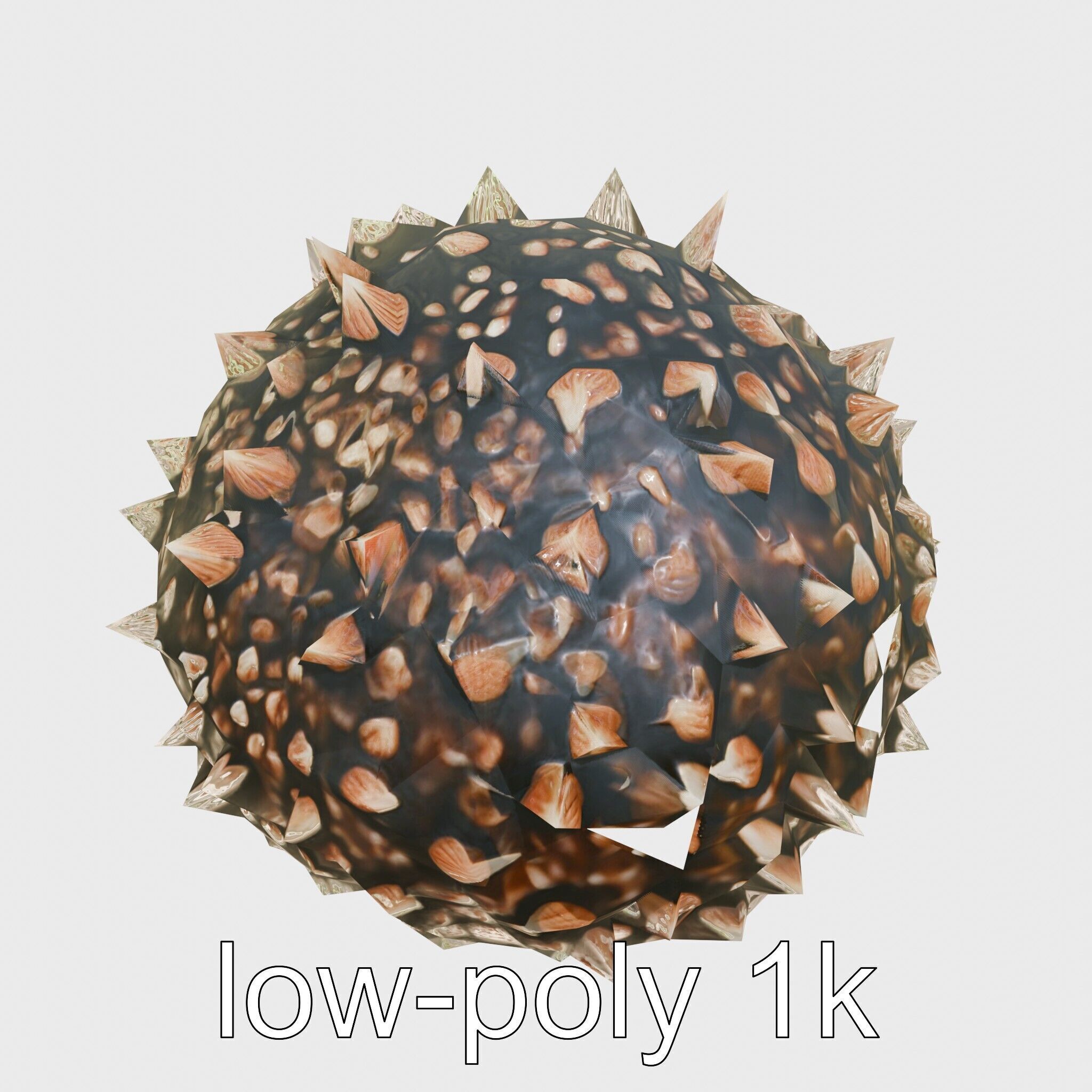Pencil Urchin Model with Cylindrical Spines Low-poly 3D model_10
