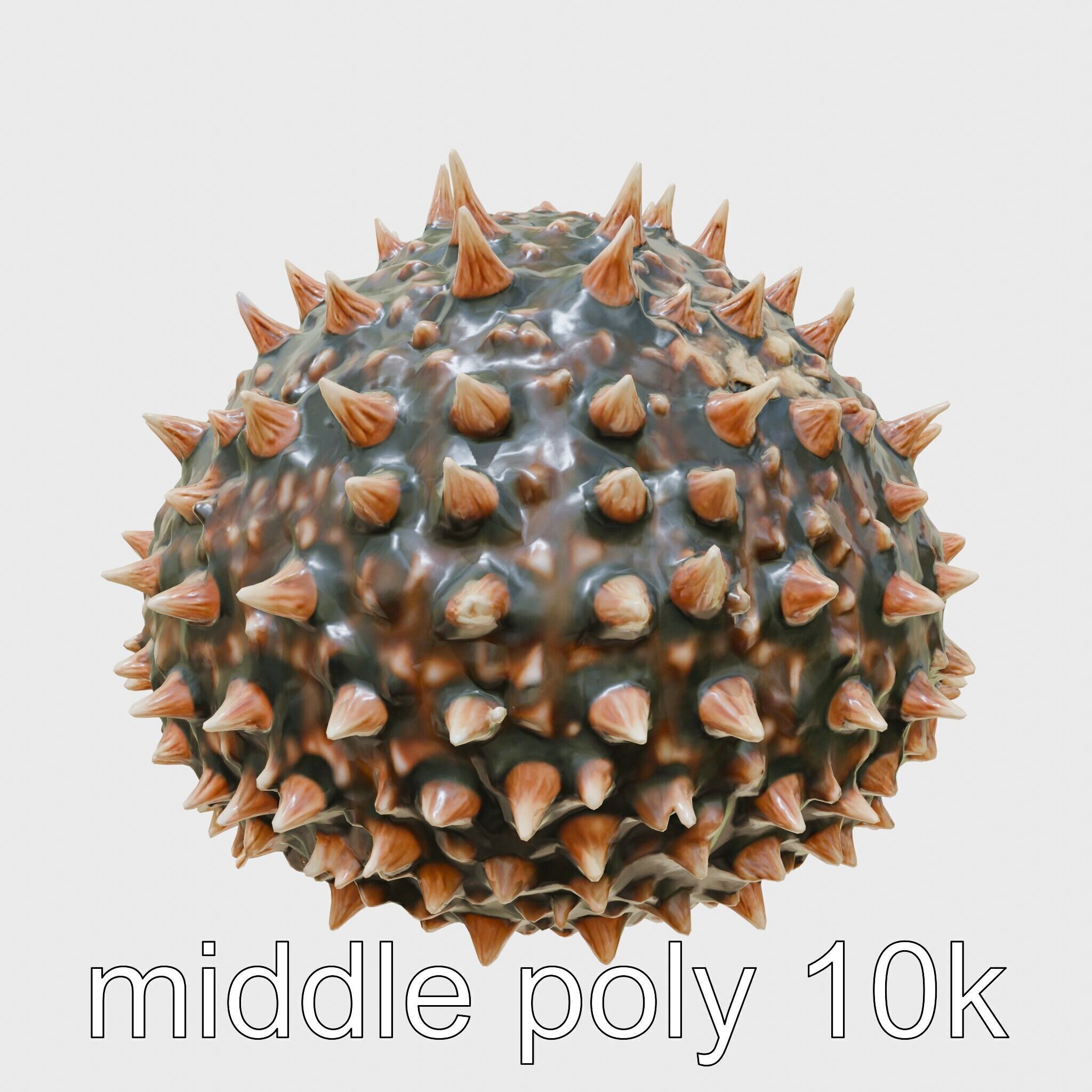 Pencil Urchin Model with Cylindrical Spines Low-poly 3D model_20