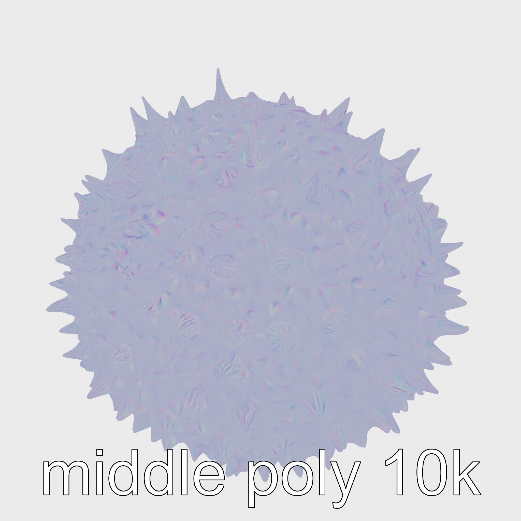Pencil Urchin Model with Cylindrical Spines Low-poly 3D model_14