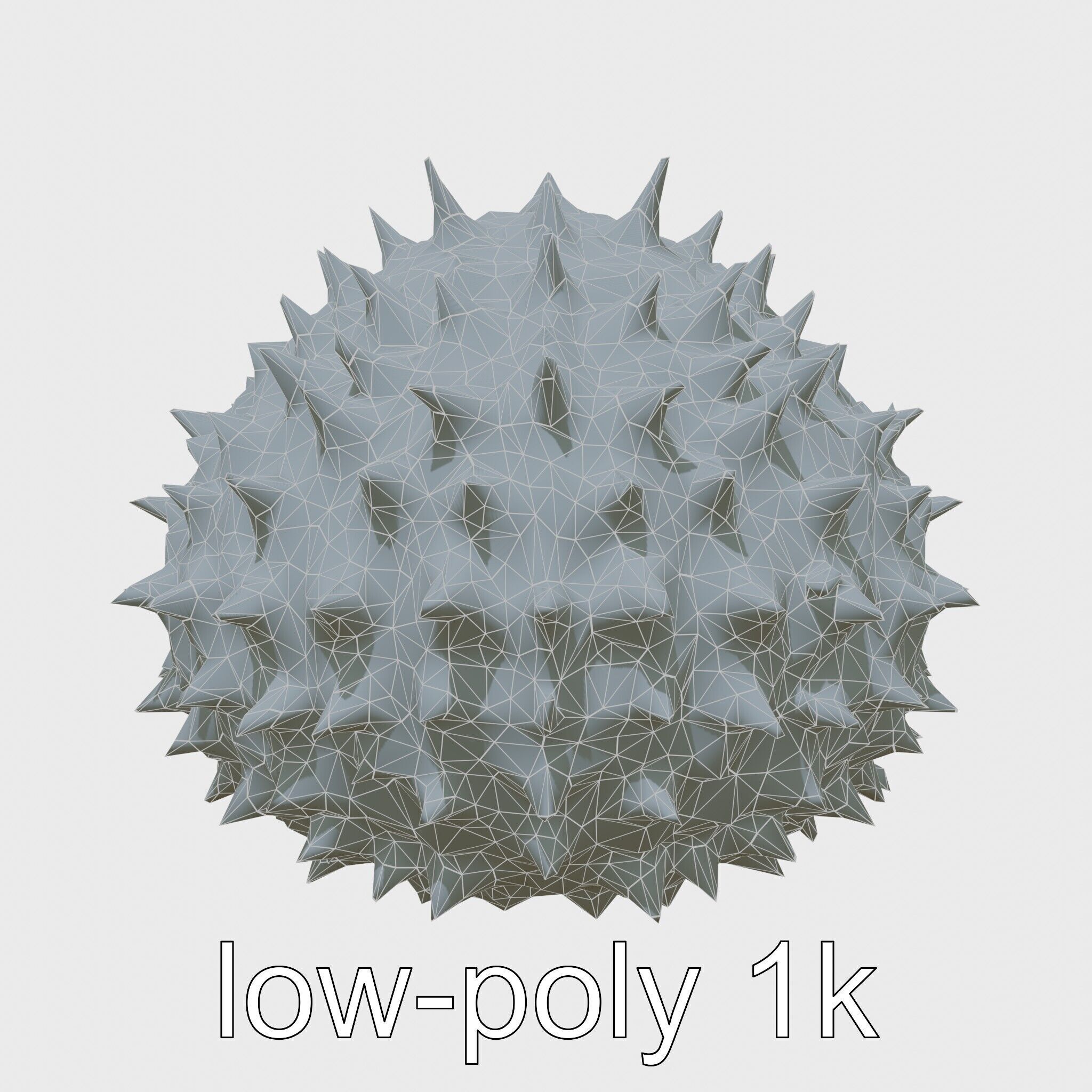Pencil Urchin Model with Cylindrical Spines Low-poly 3D model_15