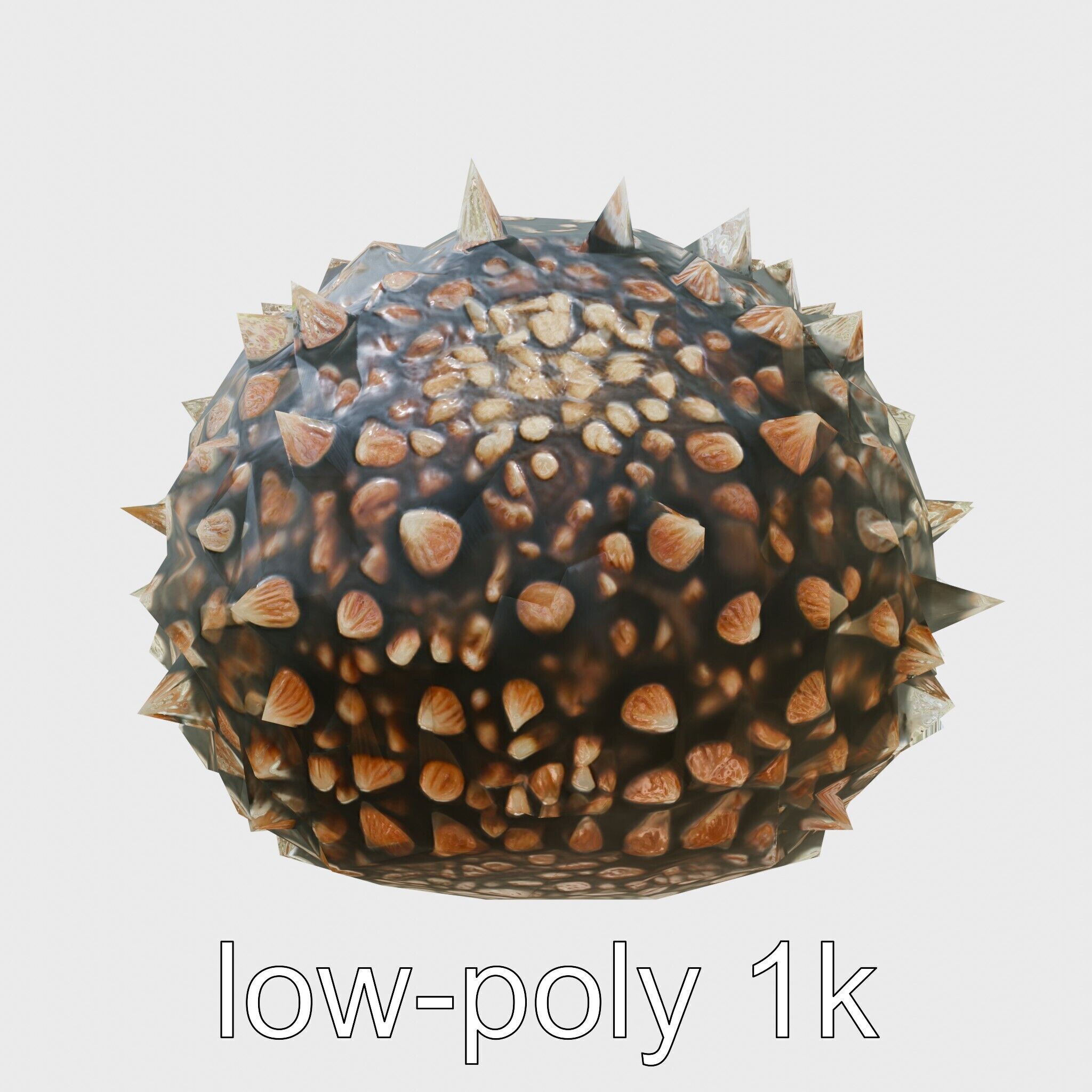 Pencil Urchin Model with Cylindrical Spines Low-poly 3D model_4