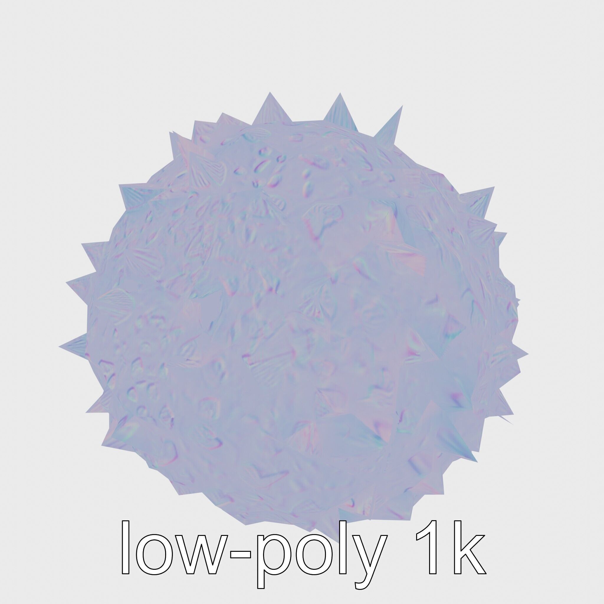 Pencil Urchin Model with Cylindrical Spines Low-poly 3D model_23