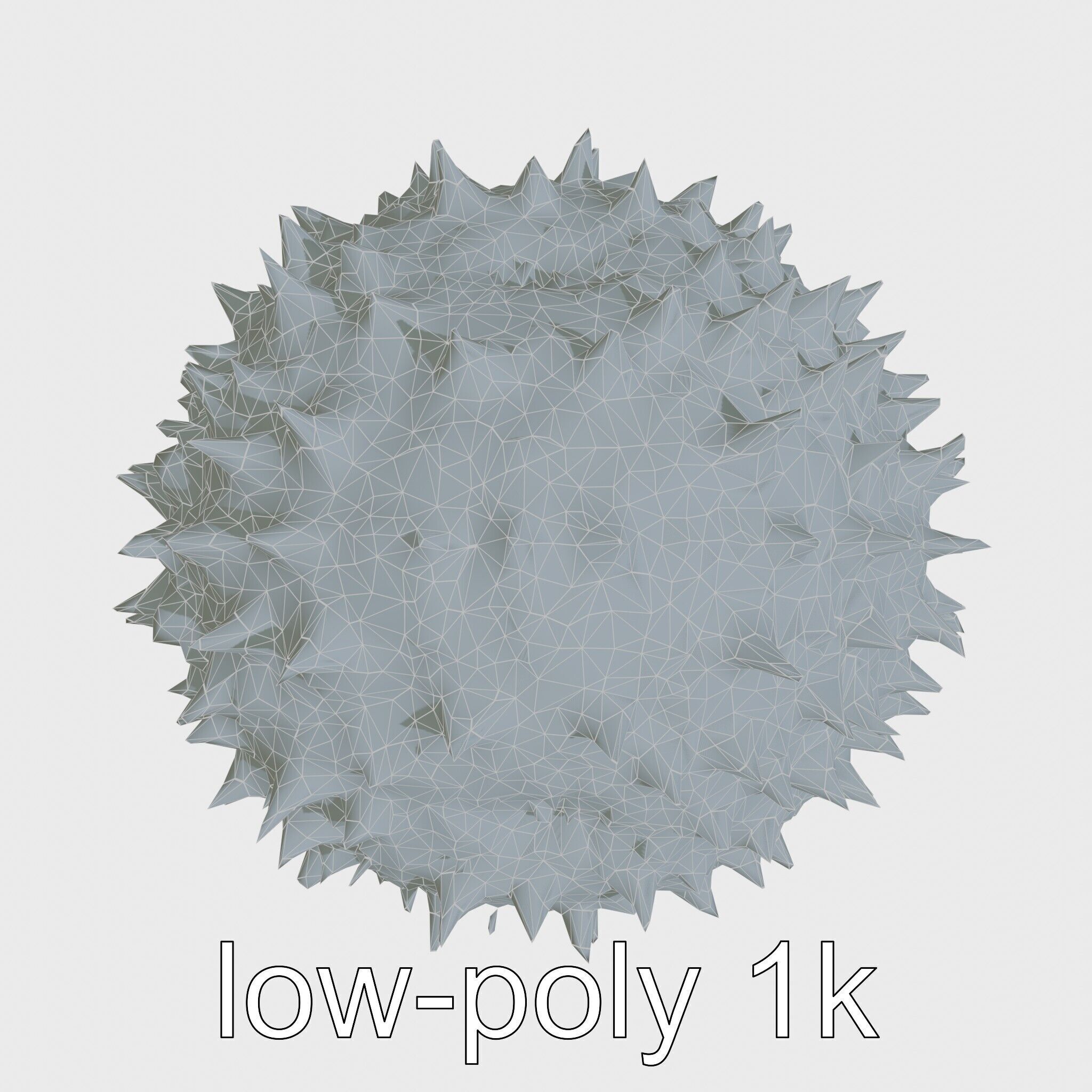 Pencil Urchin Model with Cylindrical Spines Low-poly 3D model_22