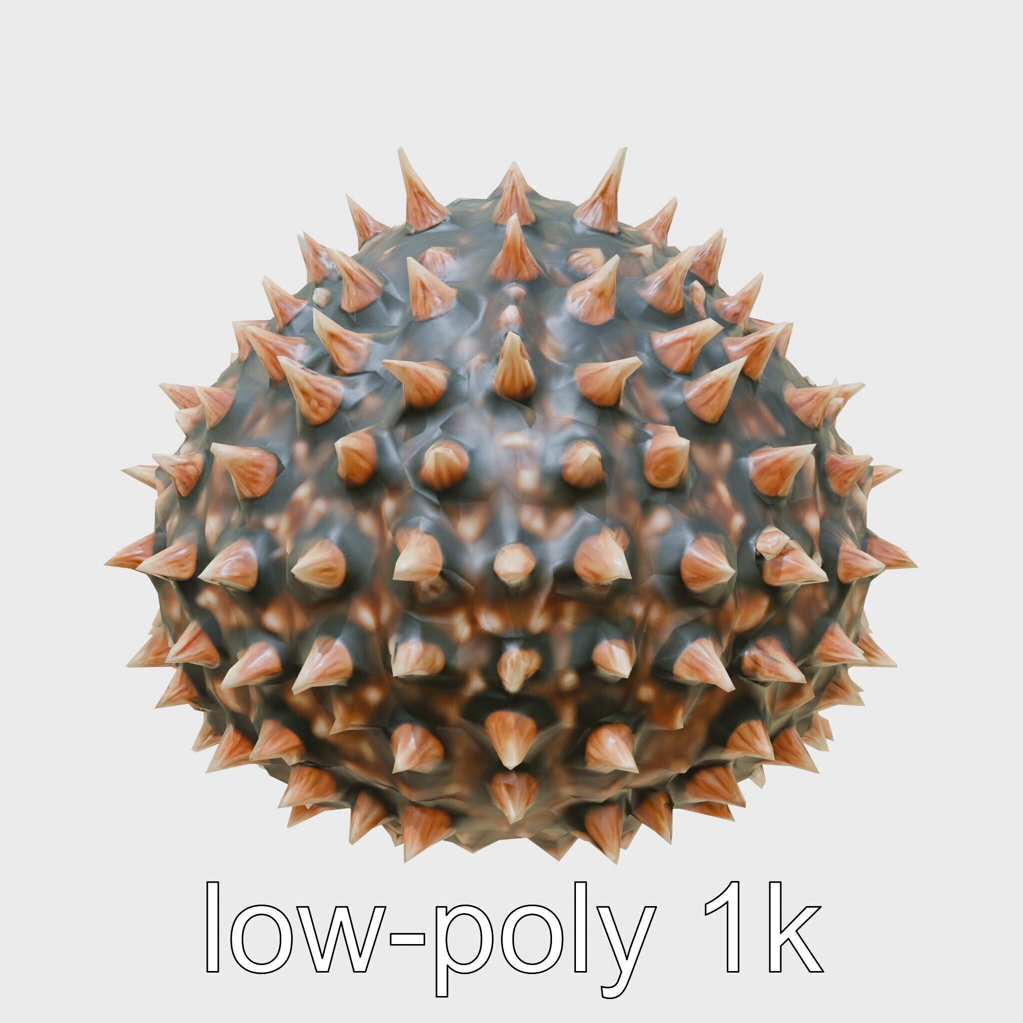 Pencil Urchin Model with Cylindrical Spines Low-poly 3D model_24
