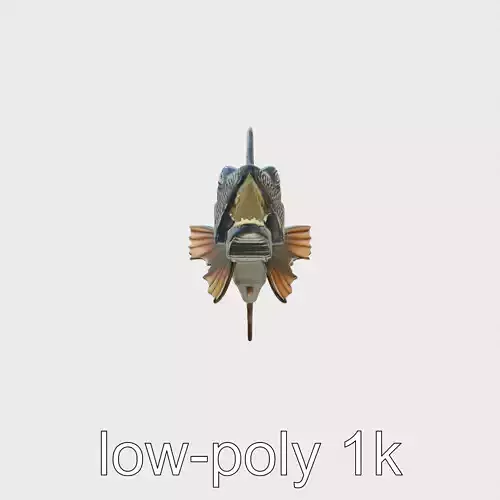 Black Dragonfish Model with Fang-like Teeth and Bioluminescence Low-poly 3D model