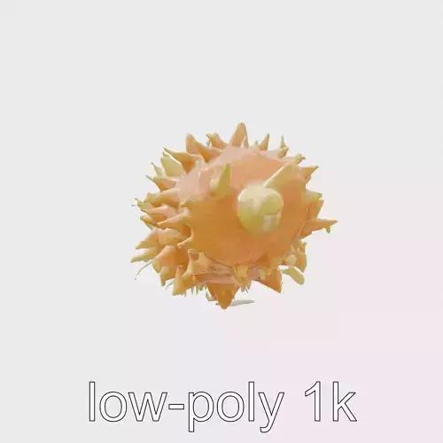 Sea Apple 3D Model with Tubular Body and Feathery Structures Low-poly 3D model