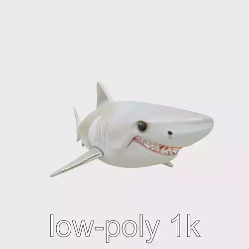 Ghost Shark Model with Sharp Teeth and Ghostly Coloration Low-poly 3D model