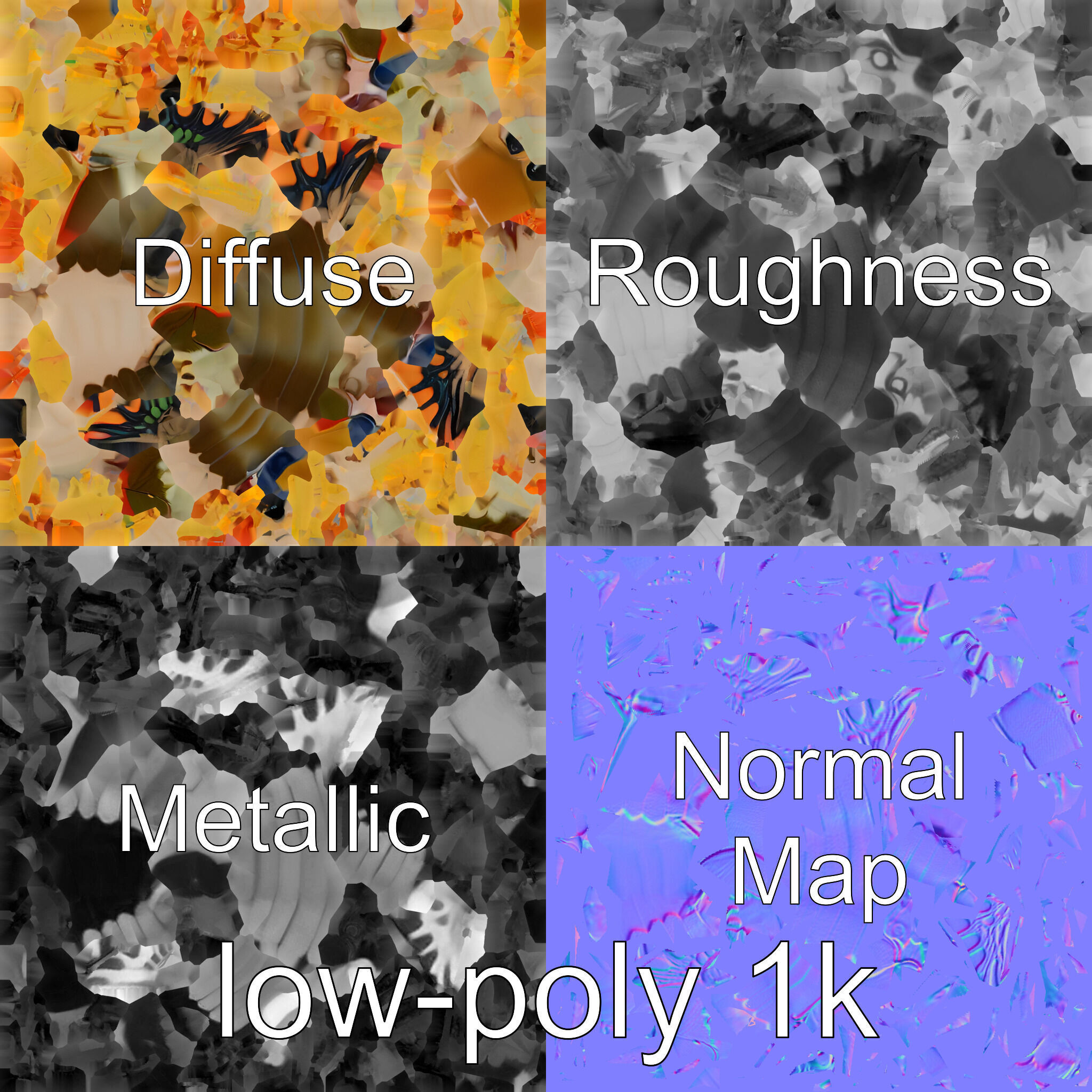 Peacock Mantis Shrimp Model with Iridescent Colors Low-poly 3D model_1