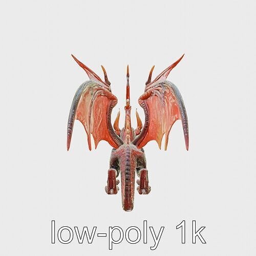 Infernal Fire Demon with Flaming Wings and Horns Low-poly 3D model
