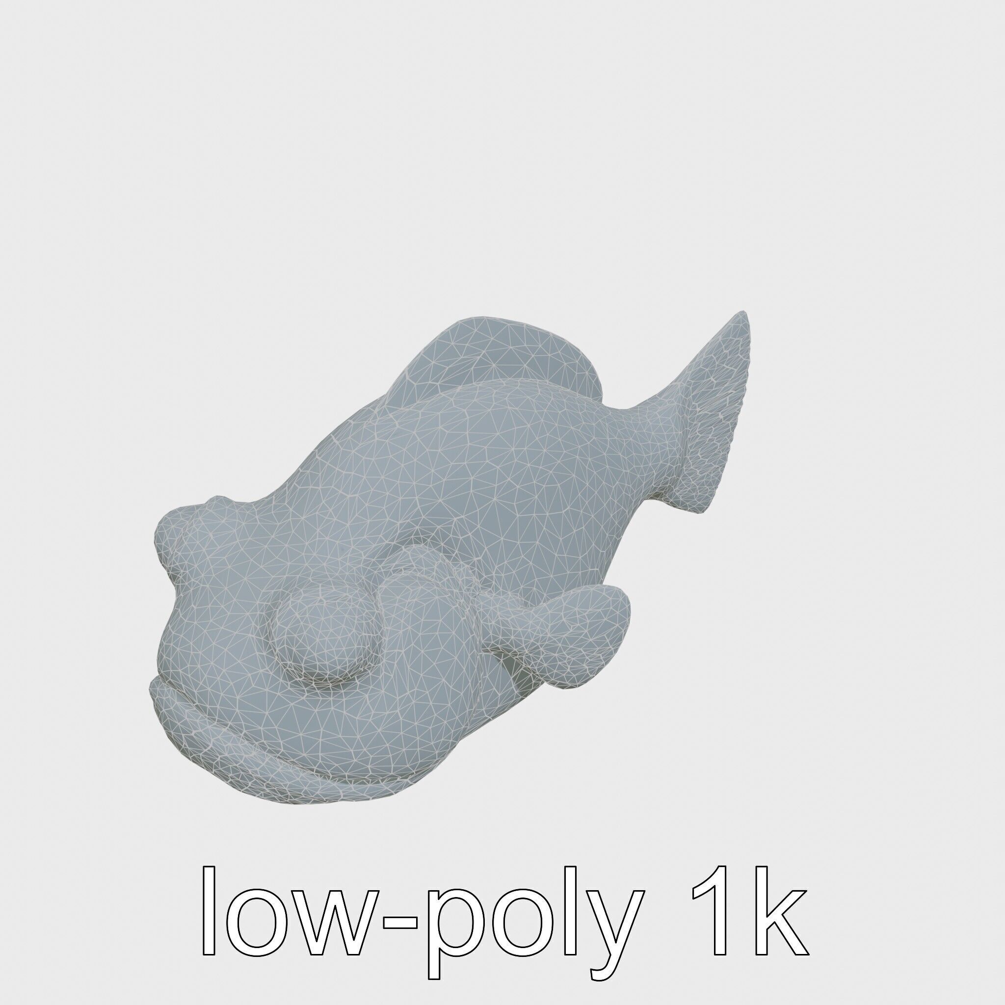 Blobfish Character Model with Gelatinous Texture Low-poly 3D model_12