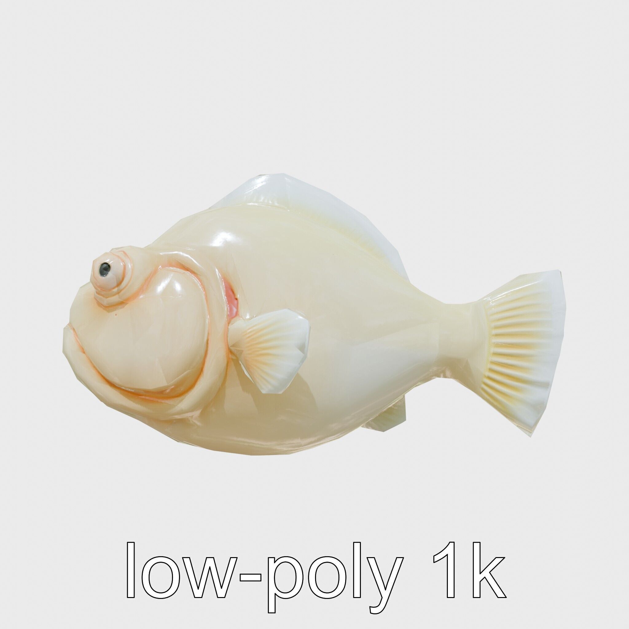 Blobfish Character Model with Gelatinous Texture Low-poly 3D model_30