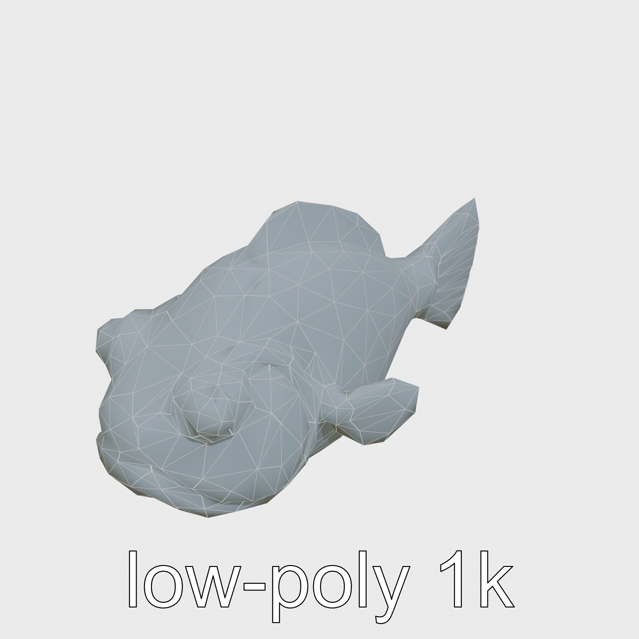 Blobfish Character Model with Gelatinous Texture Low-poly 3D model_27