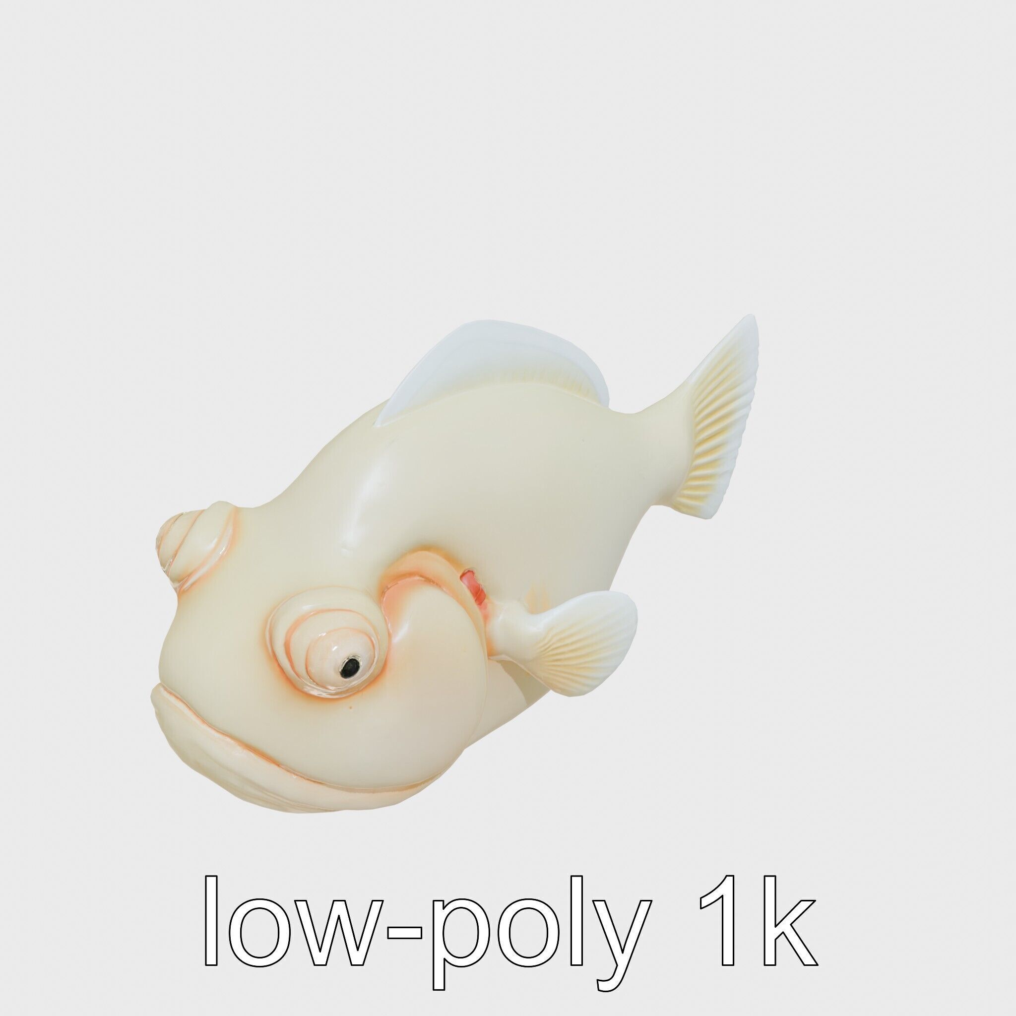 Blobfish Character Model with Gelatinous Texture Low-poly 3D model_9