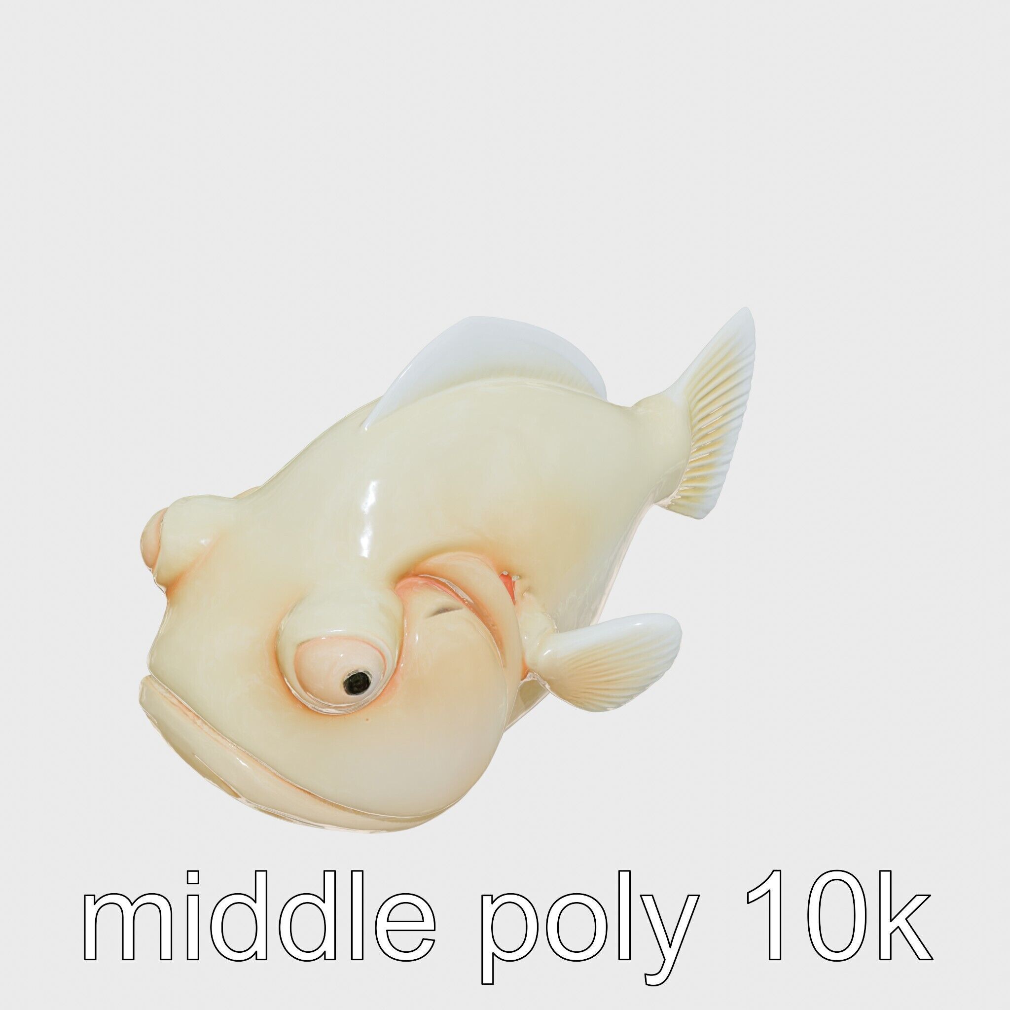 Blobfish Character Model with Gelatinous Texture Low-poly 3D model_14