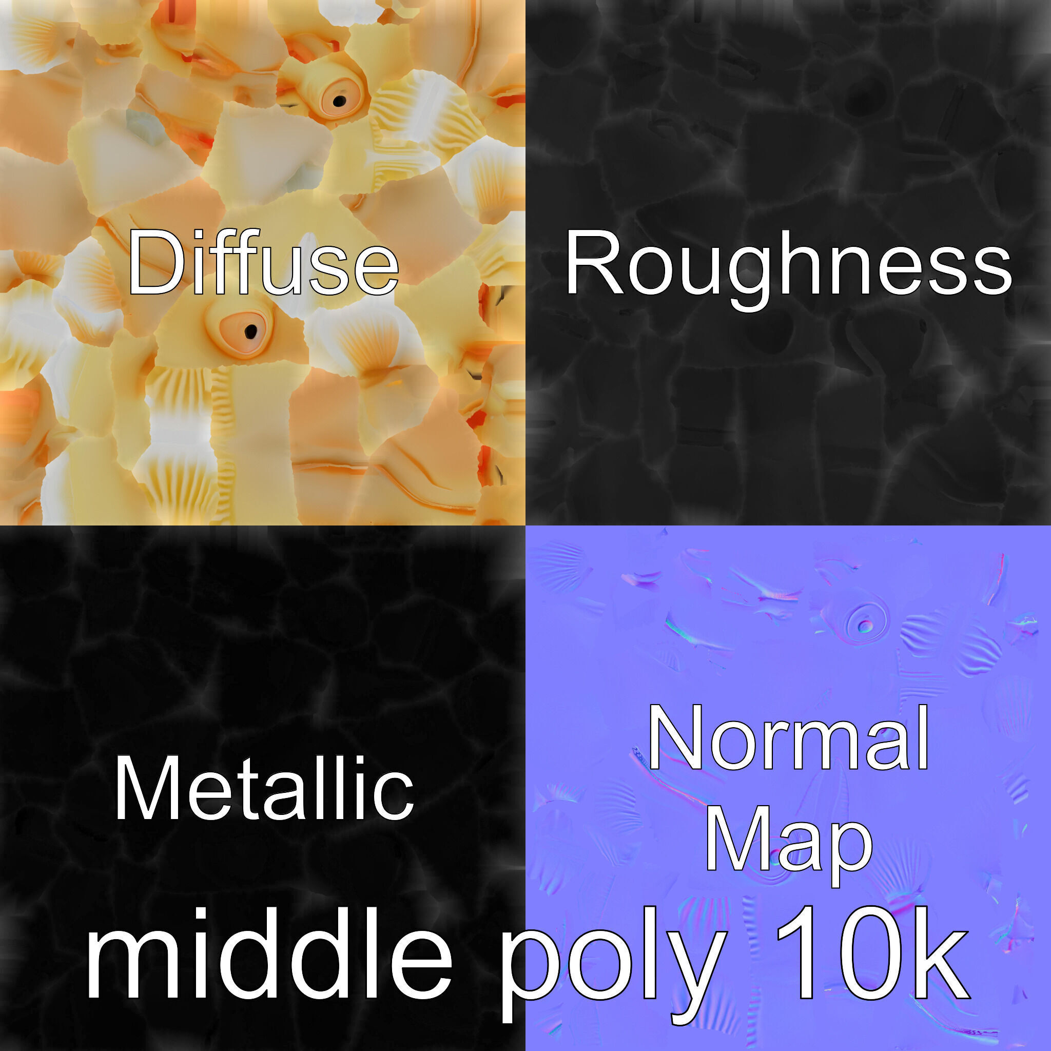 Blobfish Character Model with Gelatinous Texture Low-poly 3D model_25