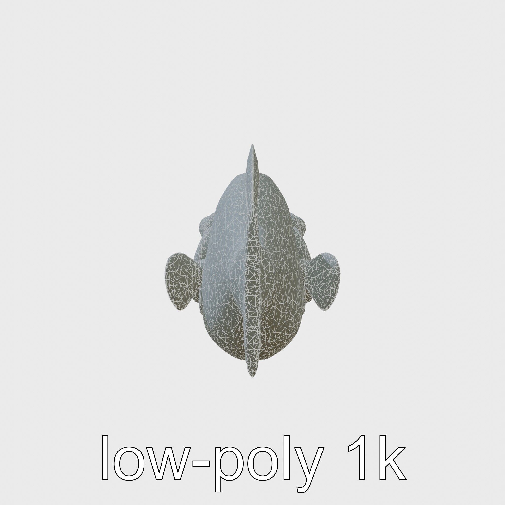 Blobfish Character Model with Gelatinous Texture Low-poly 3D model_6