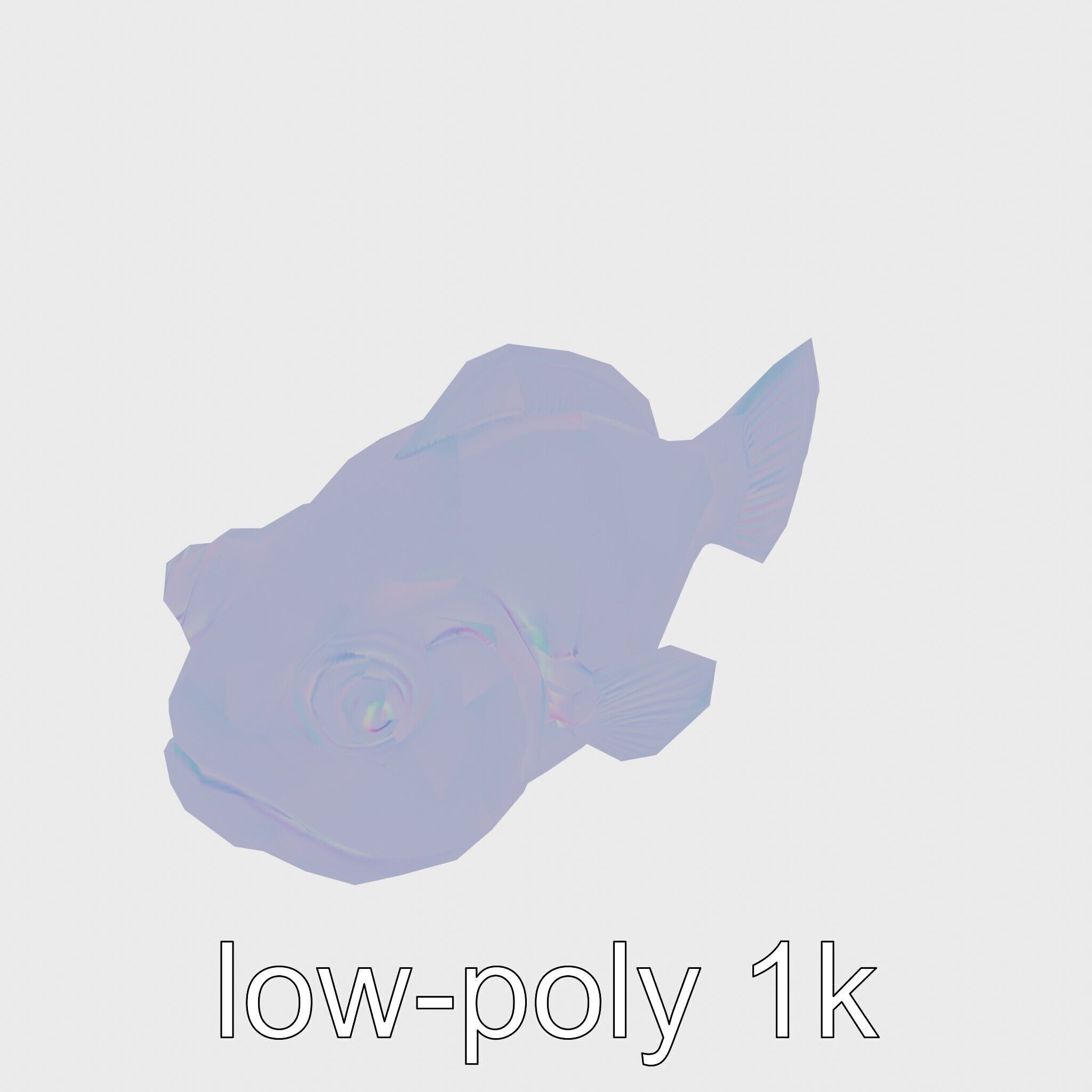 Blobfish Character Model with Gelatinous Texture Low-poly 3D model_19