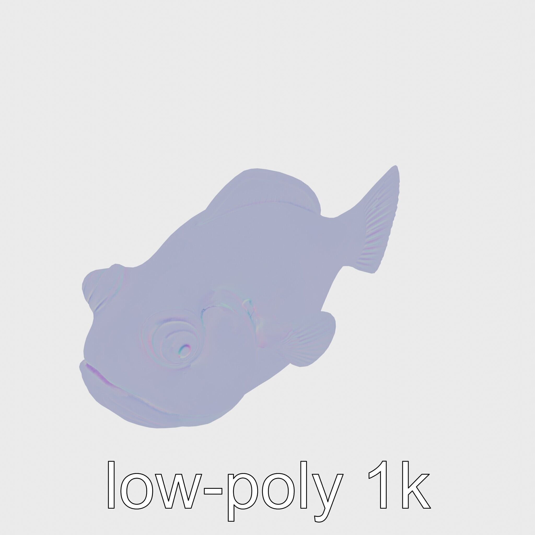 Blobfish Character Model with Gelatinous Texture Low-poly 3D model_20