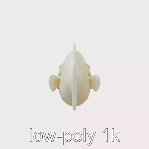 Blobfish Character Model with Gelatinous Texture Low-poly 3D model