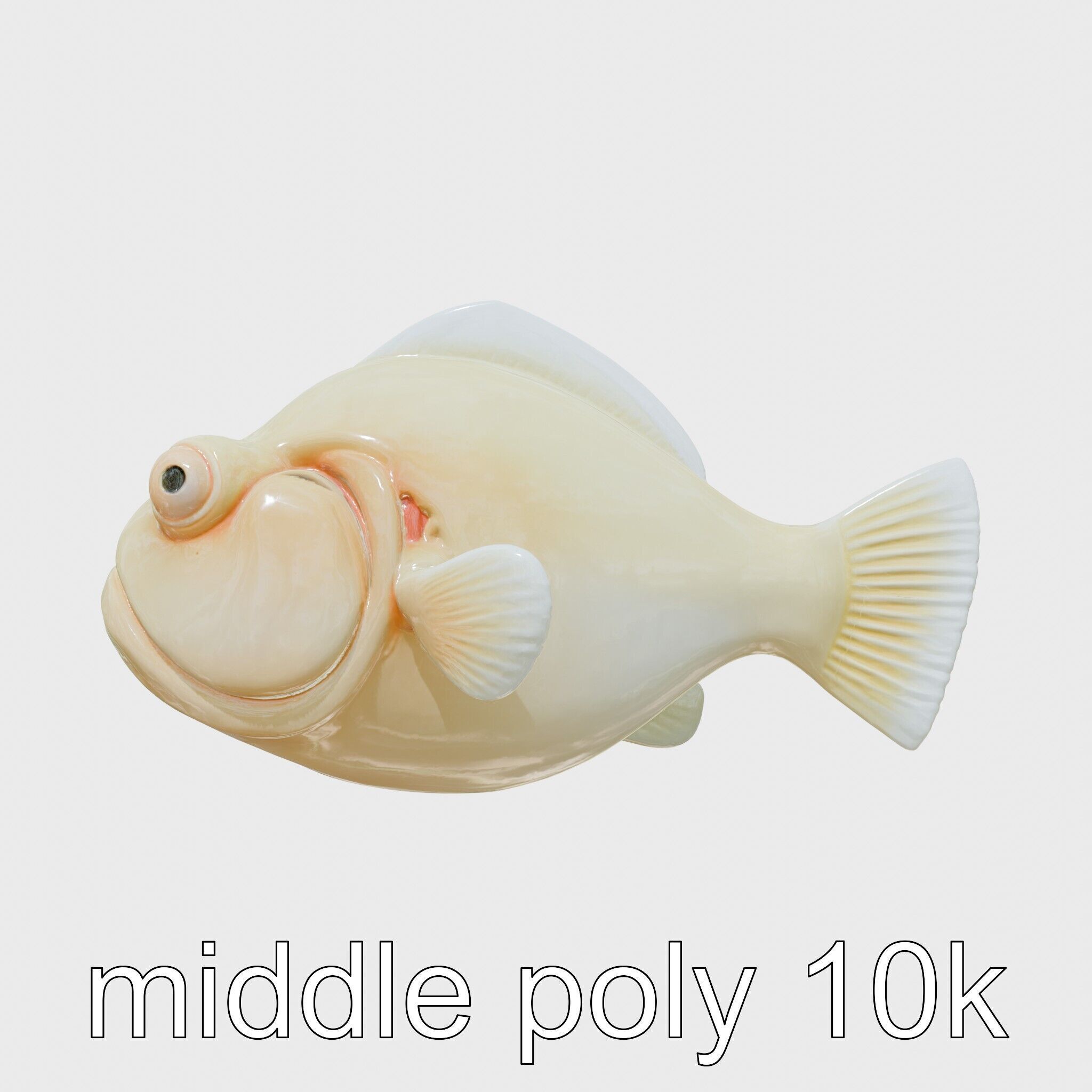 Blobfish Character Model with Gelatinous Texture Low-poly 3D model_2