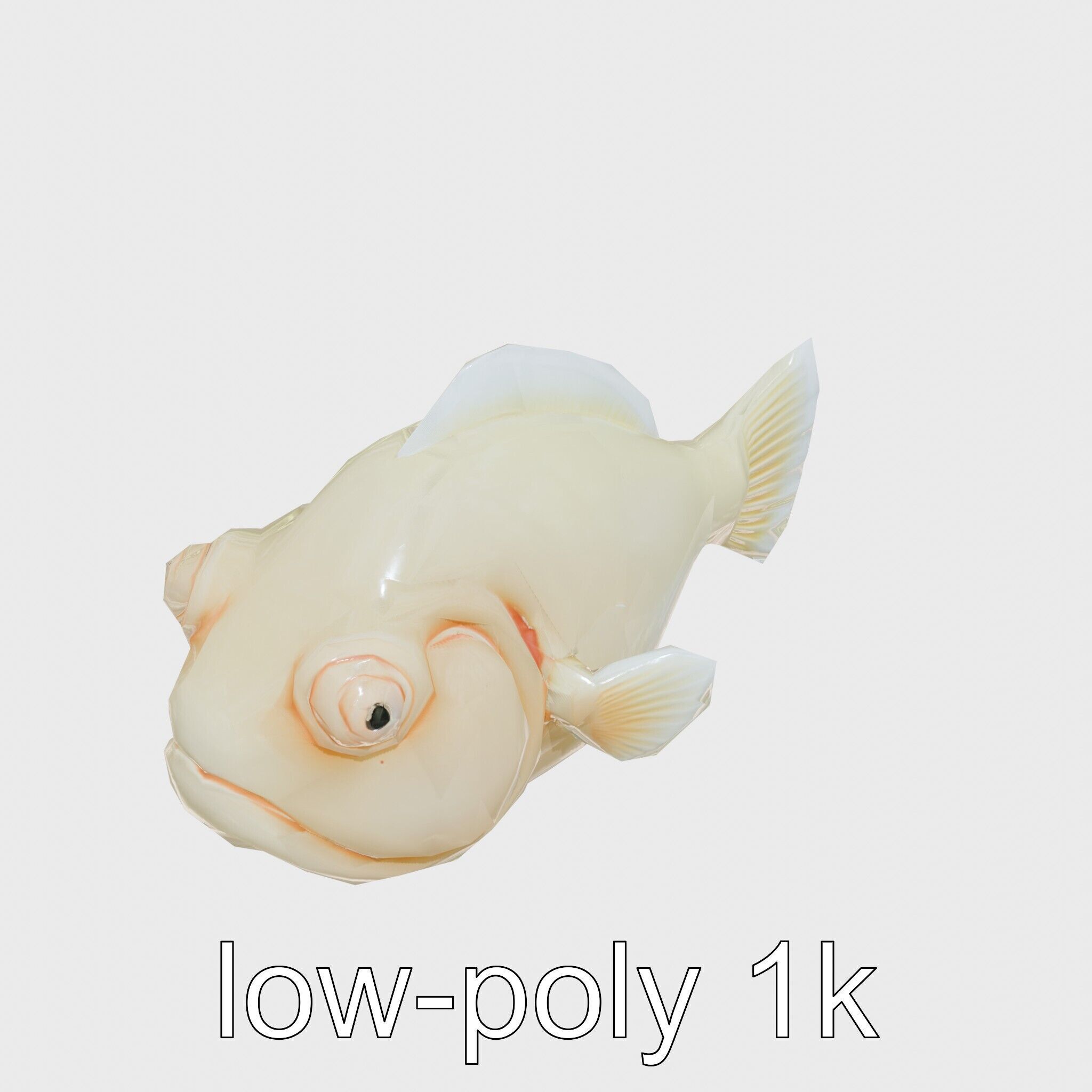 Blobfish Character Model with Gelatinous Texture Low-poly 3D model_10