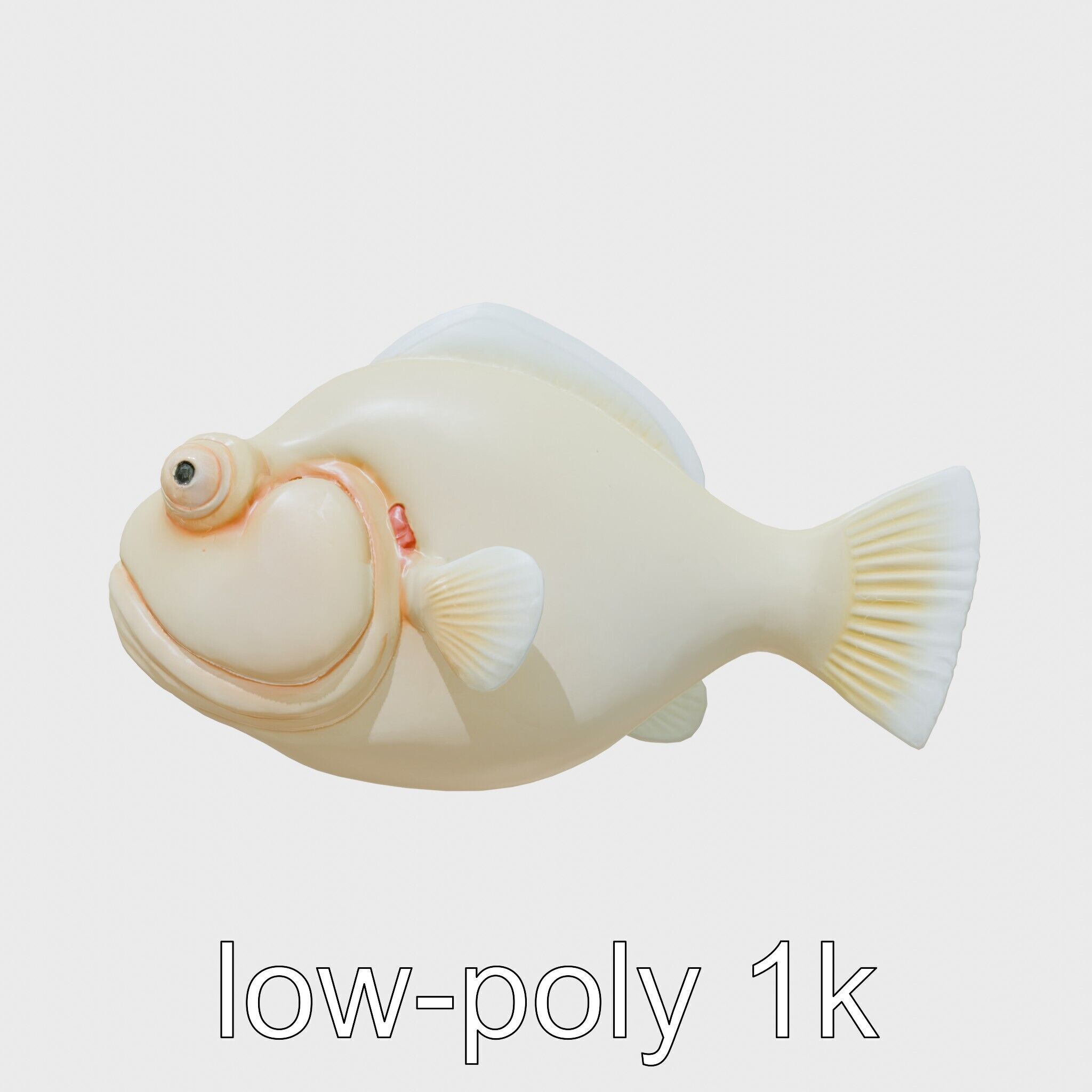 Blobfish Character Model with Gelatinous Texture Low-poly 3D model_24