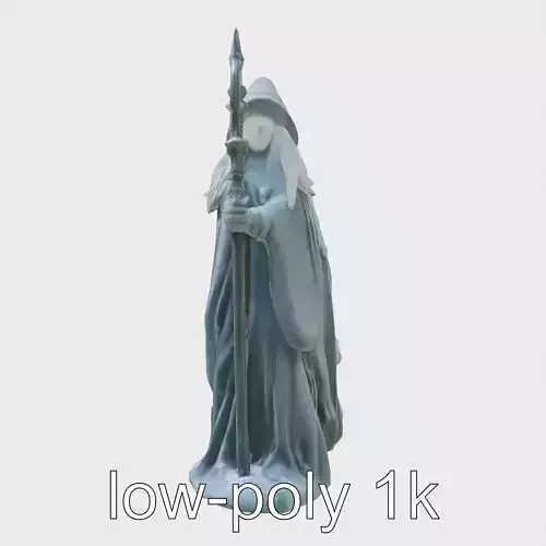 Ice Witch with Frosty Powers Sculpture Low-poly 3D model