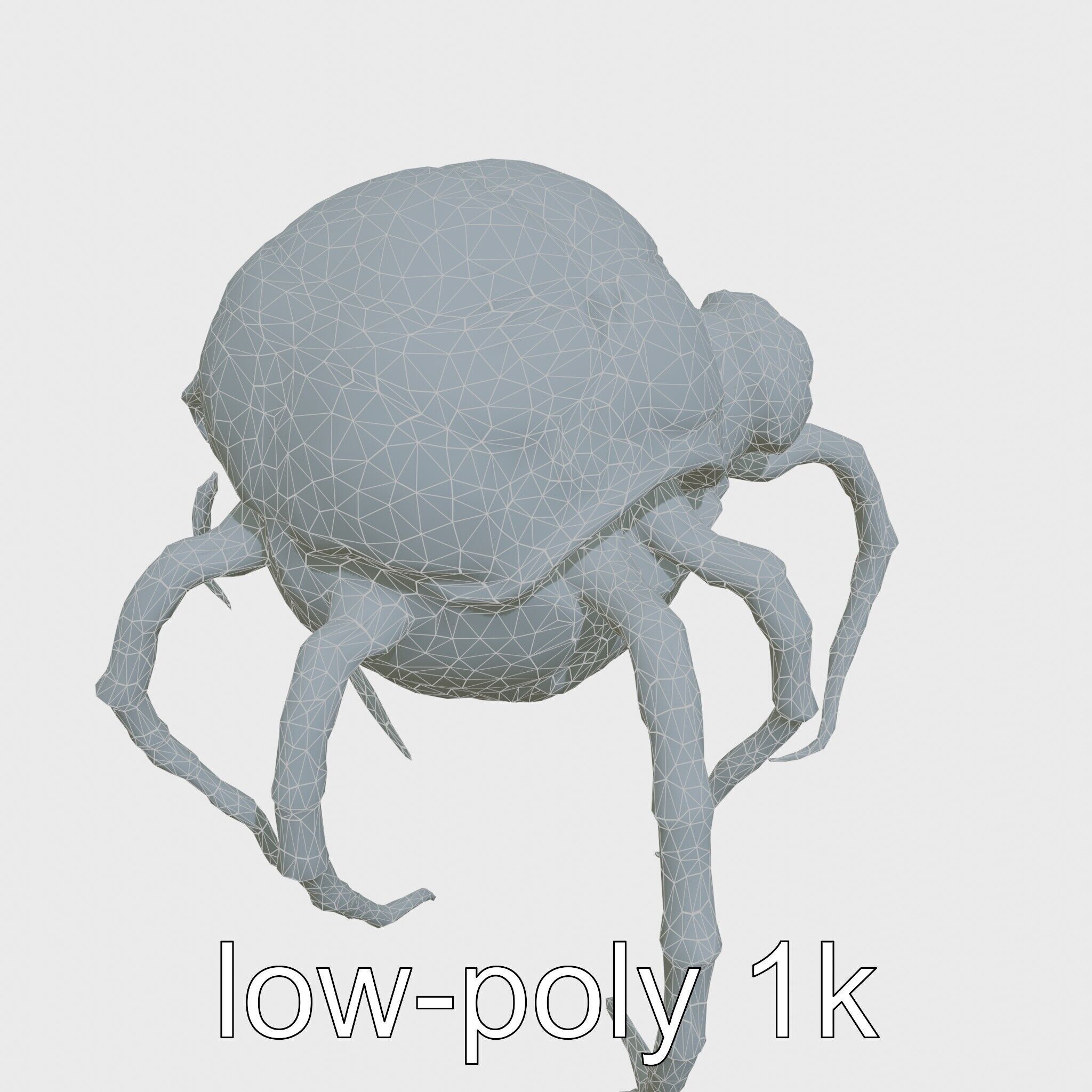 Floating Beholder Creature with Orb Body and Eye Stalks Low-poly 3D model_44