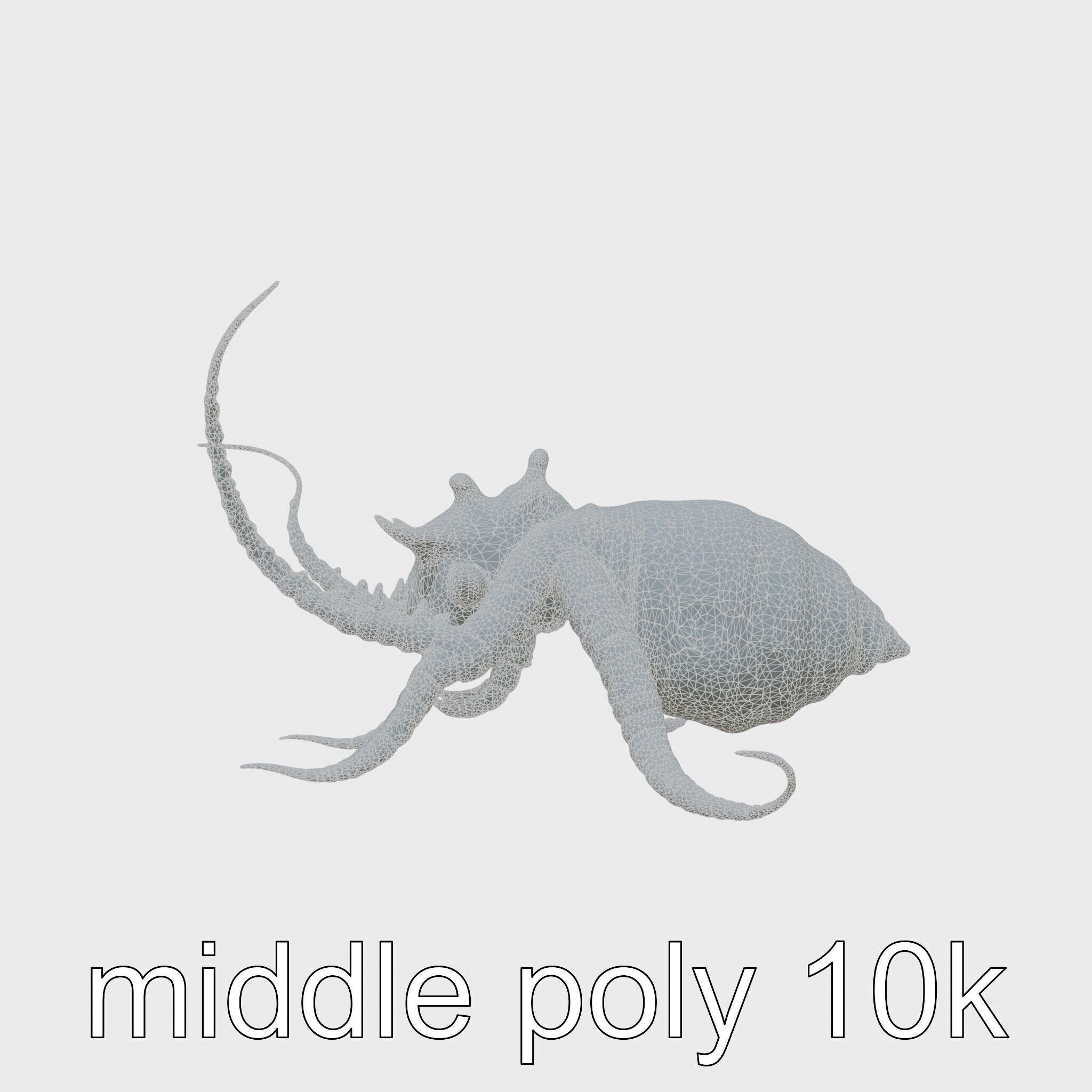 Floating Beholder Creature with Orb Body and Eye Stalks Low-poly 3D model_27