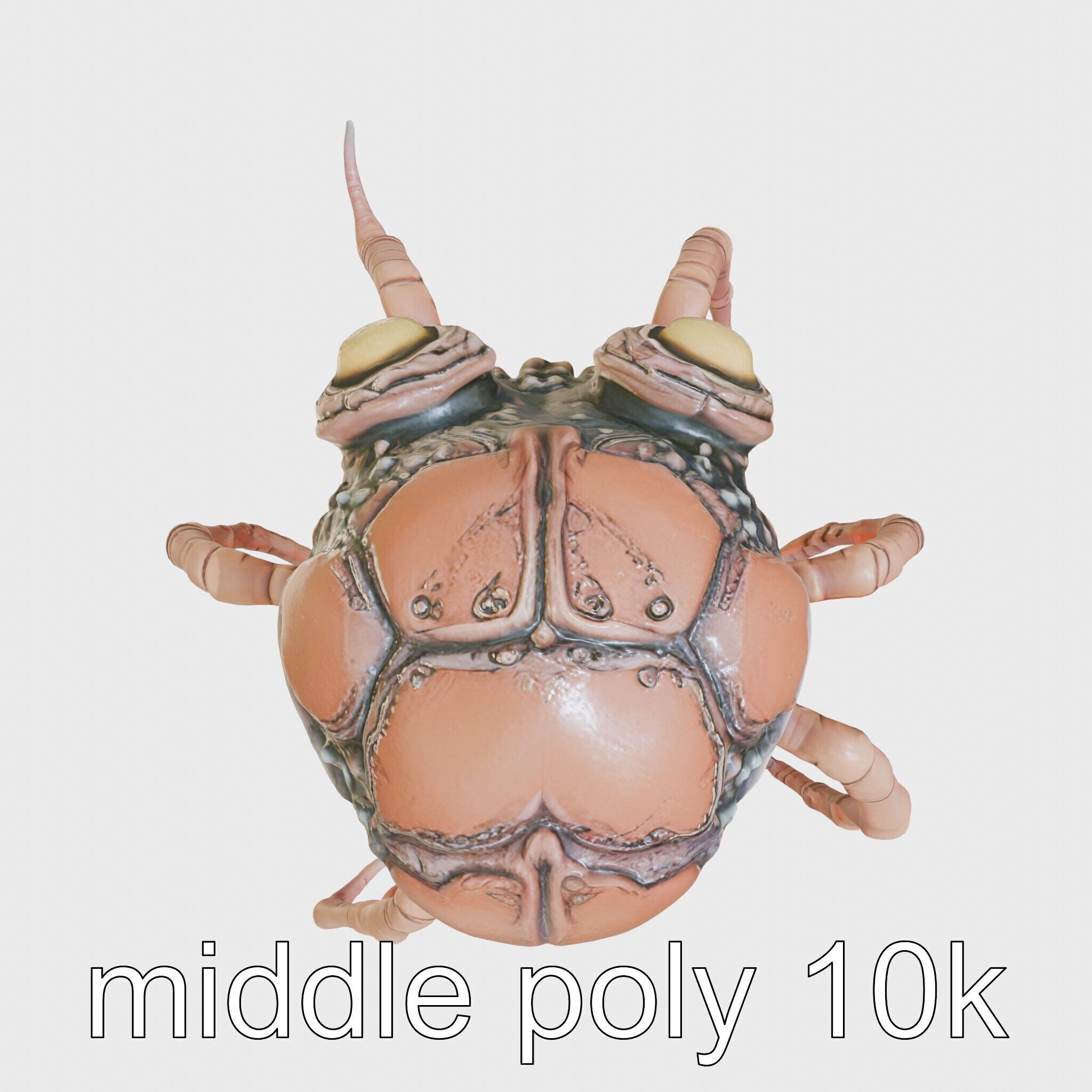 Floating Beholder Creature with Orb Body and Eye Stalks Low-poly 3D model_51