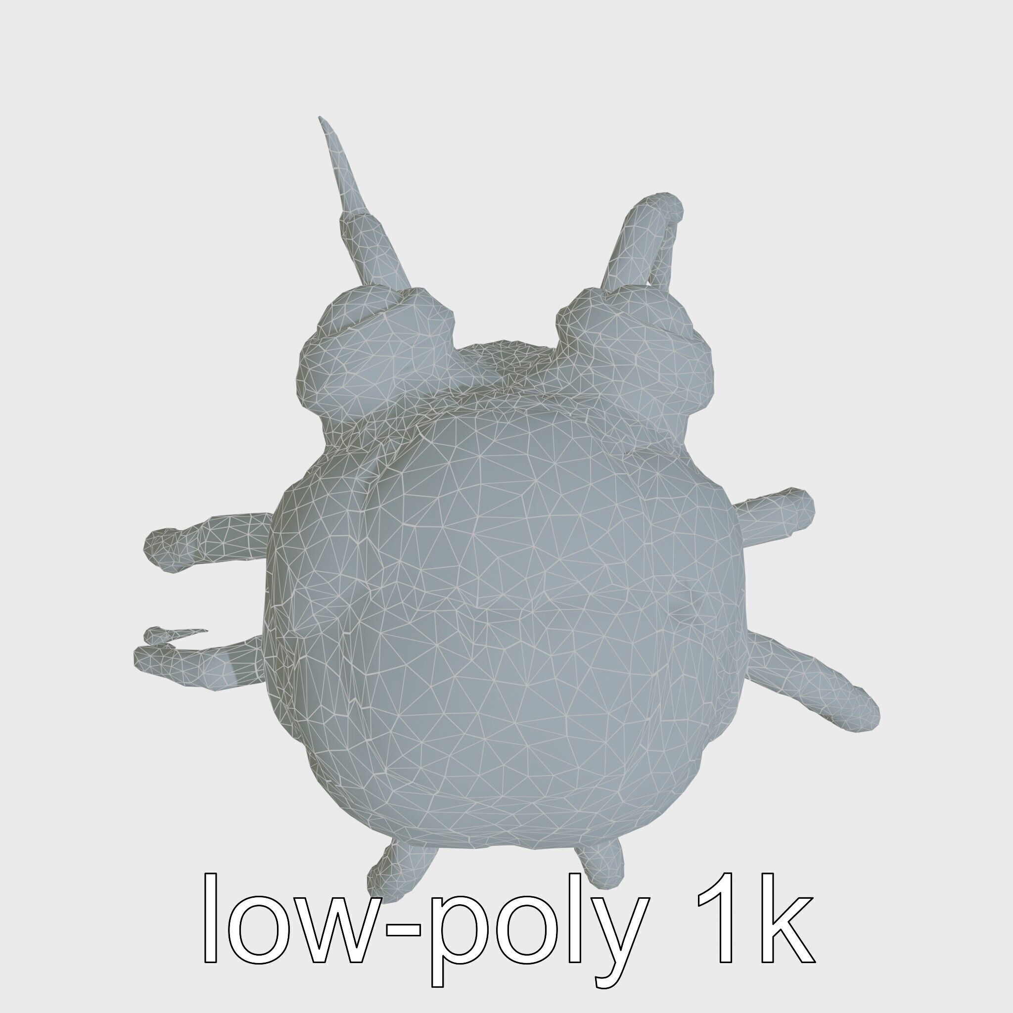 Floating Beholder Creature with Orb Body and Eye Stalks Low-poly 3D model_42