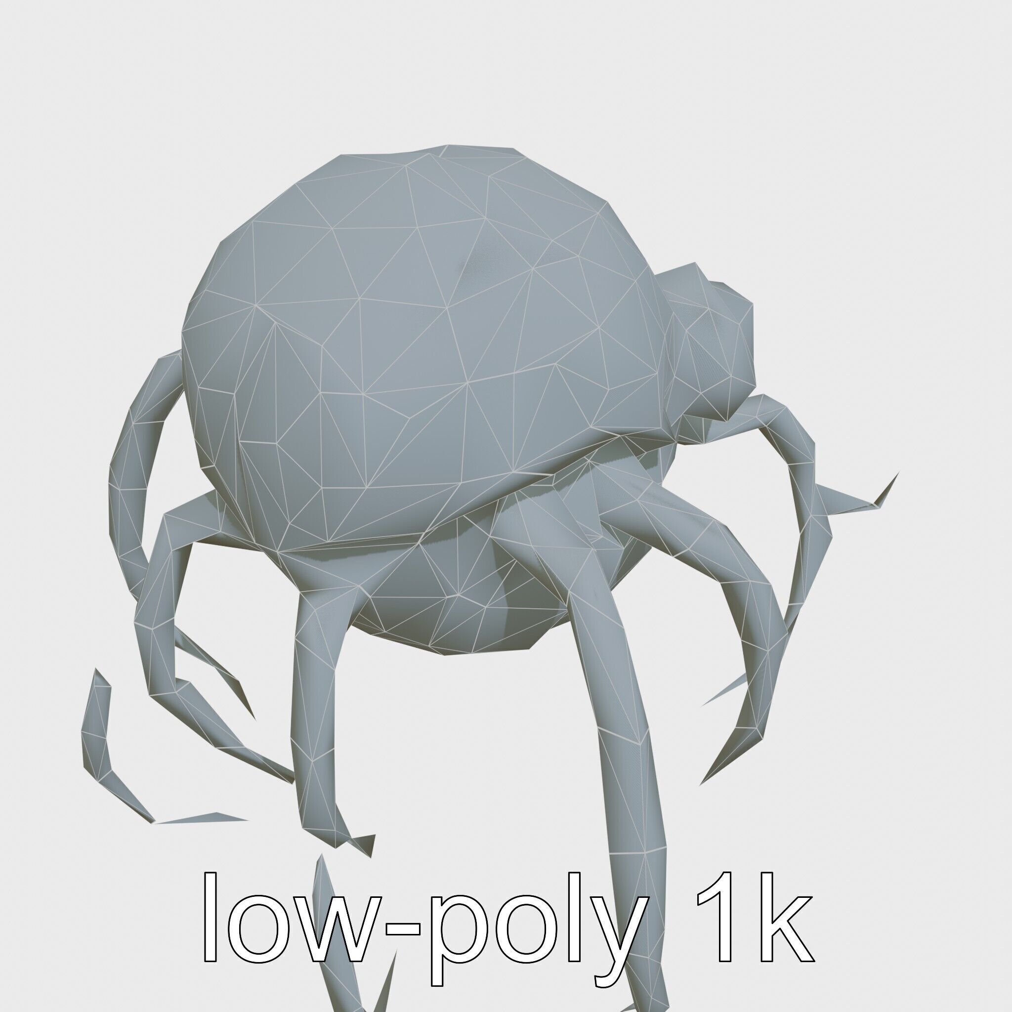 Floating Beholder Creature with Orb Body and Eye Stalks Low-poly 3D model_52