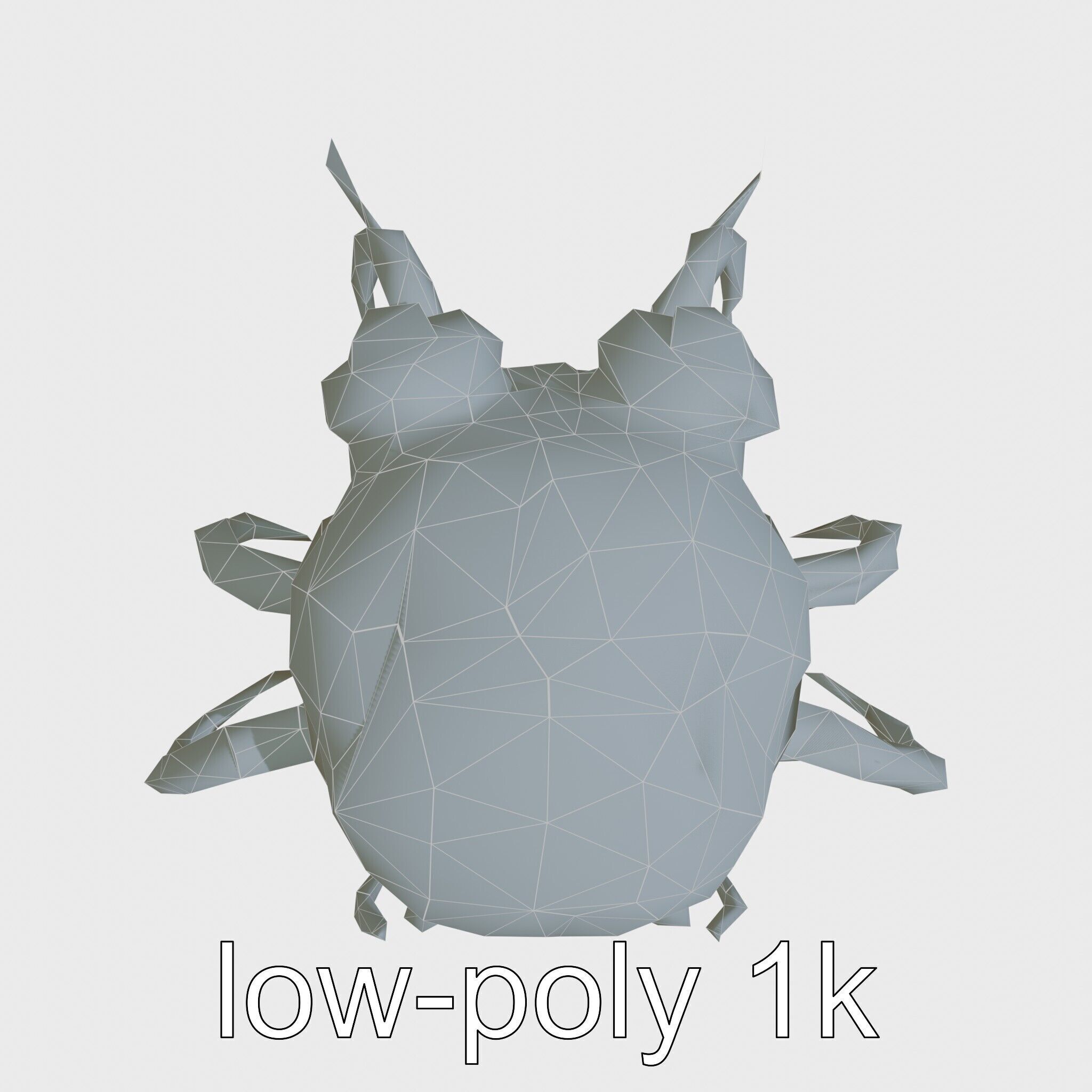 Floating Beholder Creature with Orb Body and Eye Stalks Low-poly 3D model_48