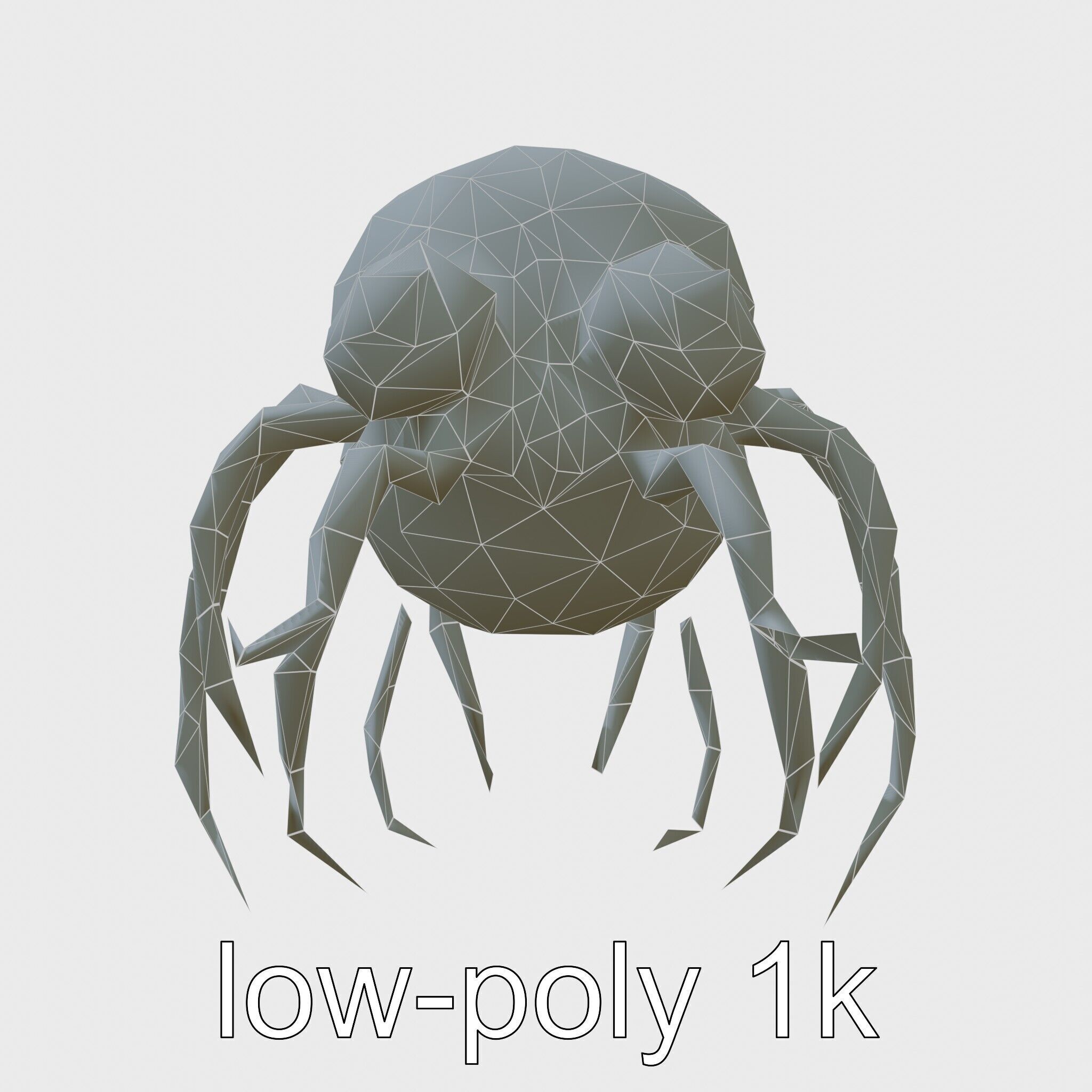 Floating Beholder Creature with Orb Body and Eye Stalks Low-poly 3D model_38