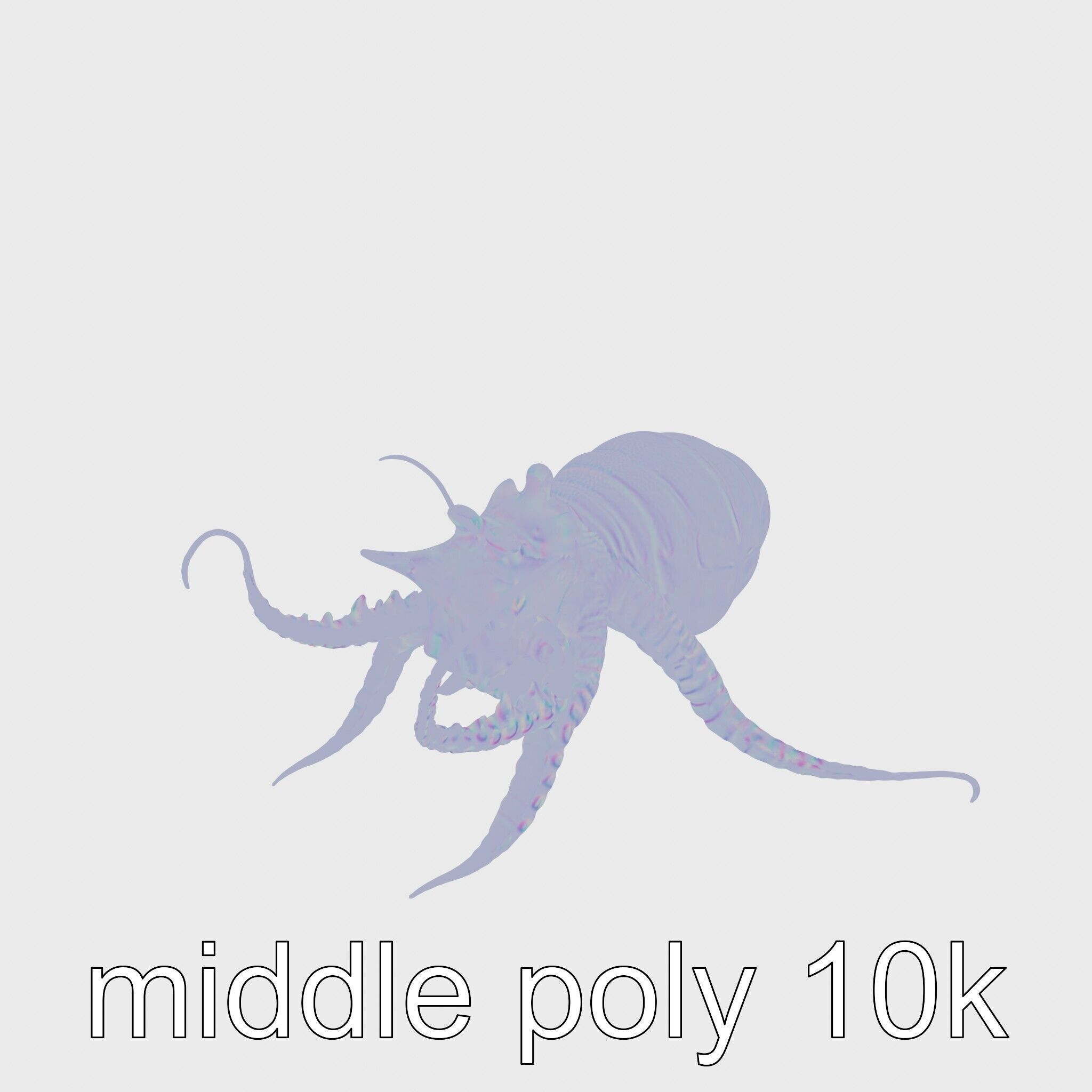 Floating Beholder Creature with Orb Body and Eye Stalks Low-poly 3D model_20